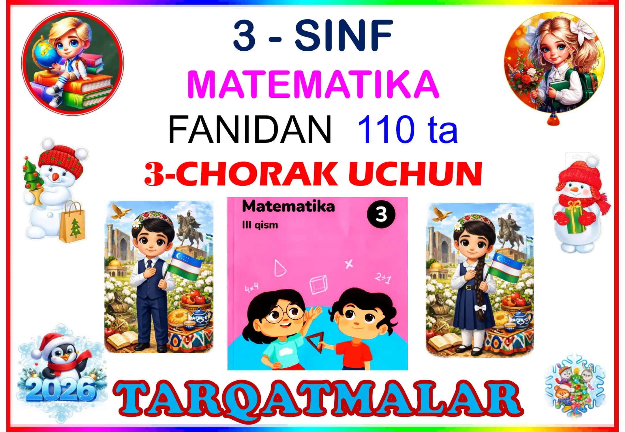 3-sinf Matematika fani uchun tayyor tarqatma materiallar 110 ta 1
