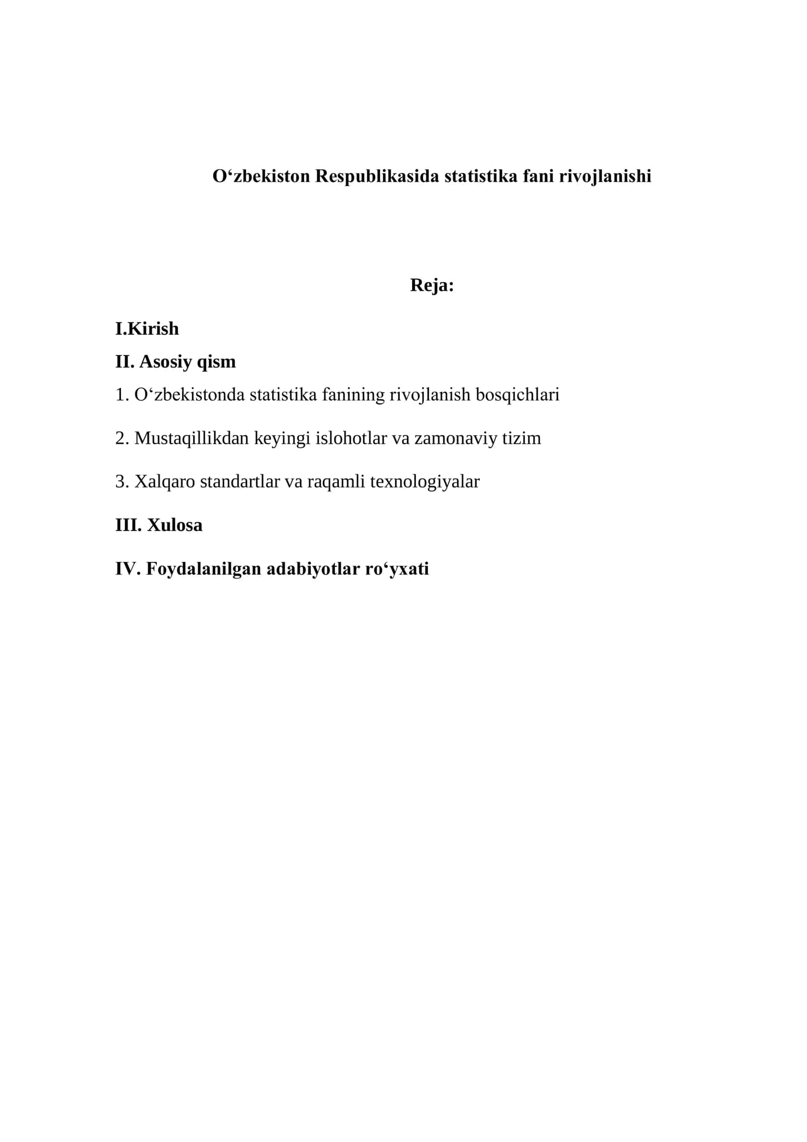 O‘zbekiston Respublikasida statistika fani rivojlanishi 1