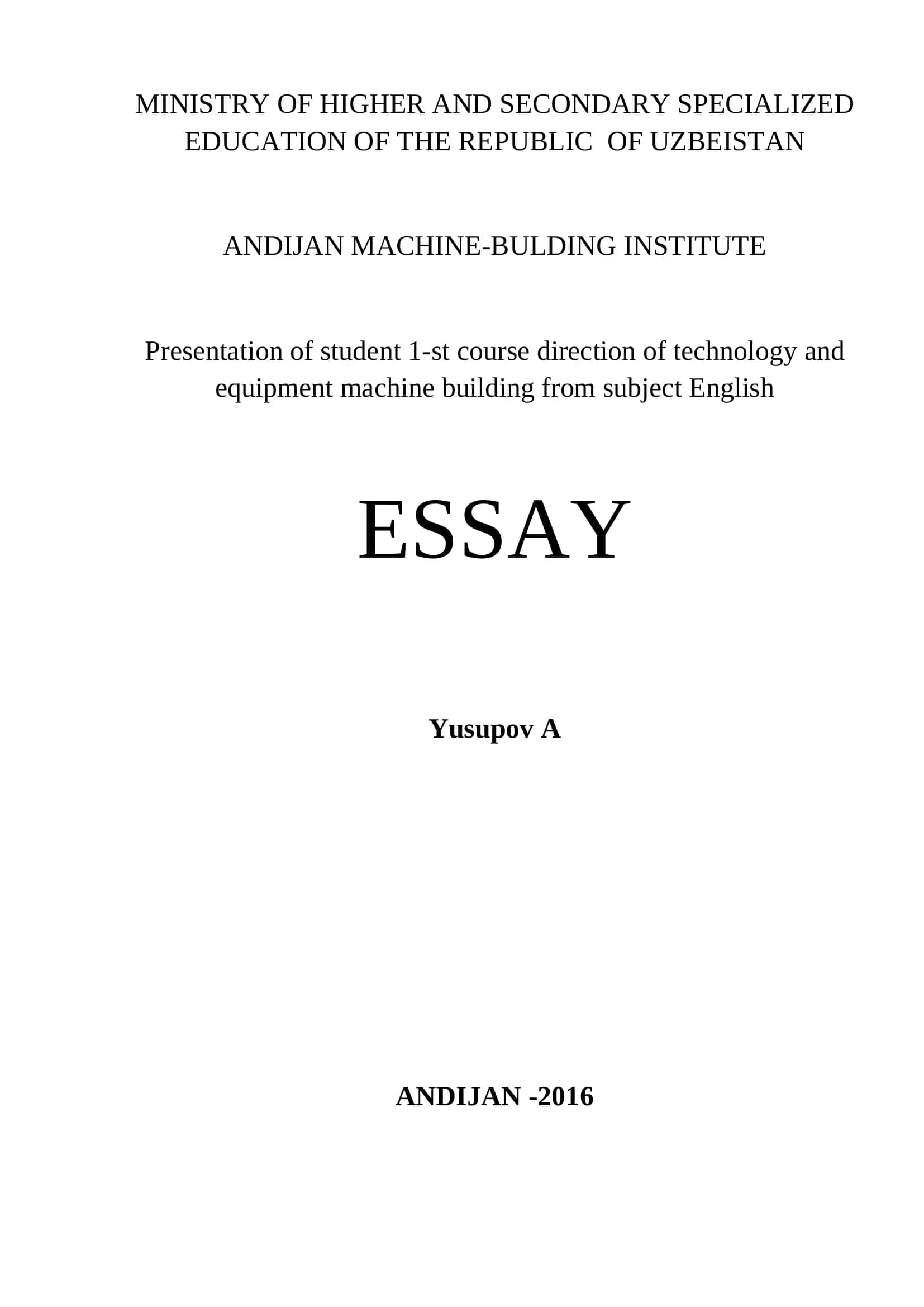 Essay on Thermodynamics 1