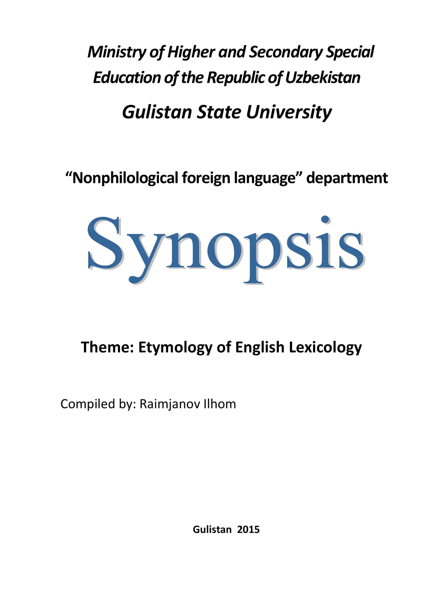 ETYMOLOGY OF ENGLISH LEXICOLOGY 1