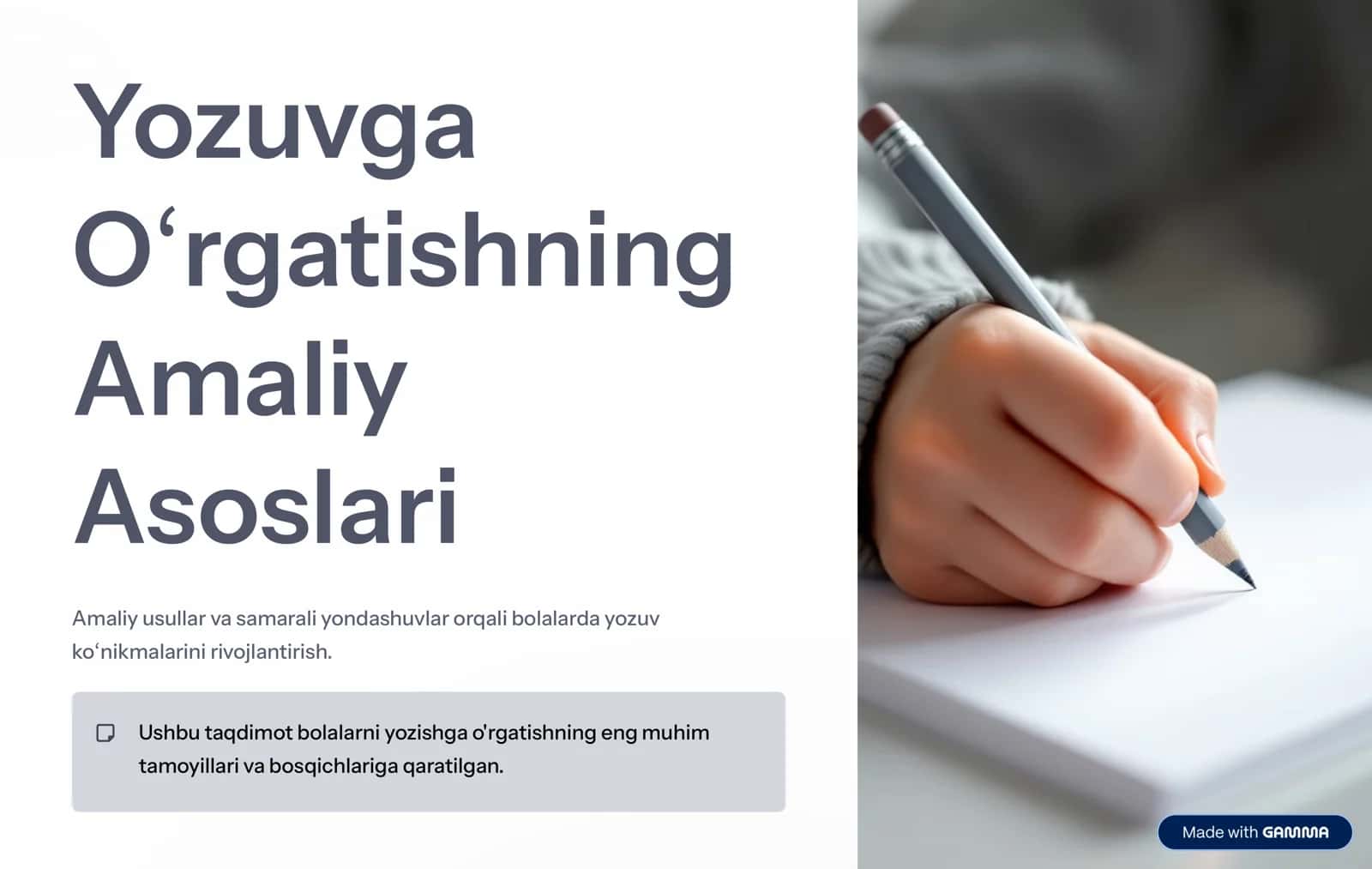 Yozuvga O»rgatishning Amaliy Asoslari 1