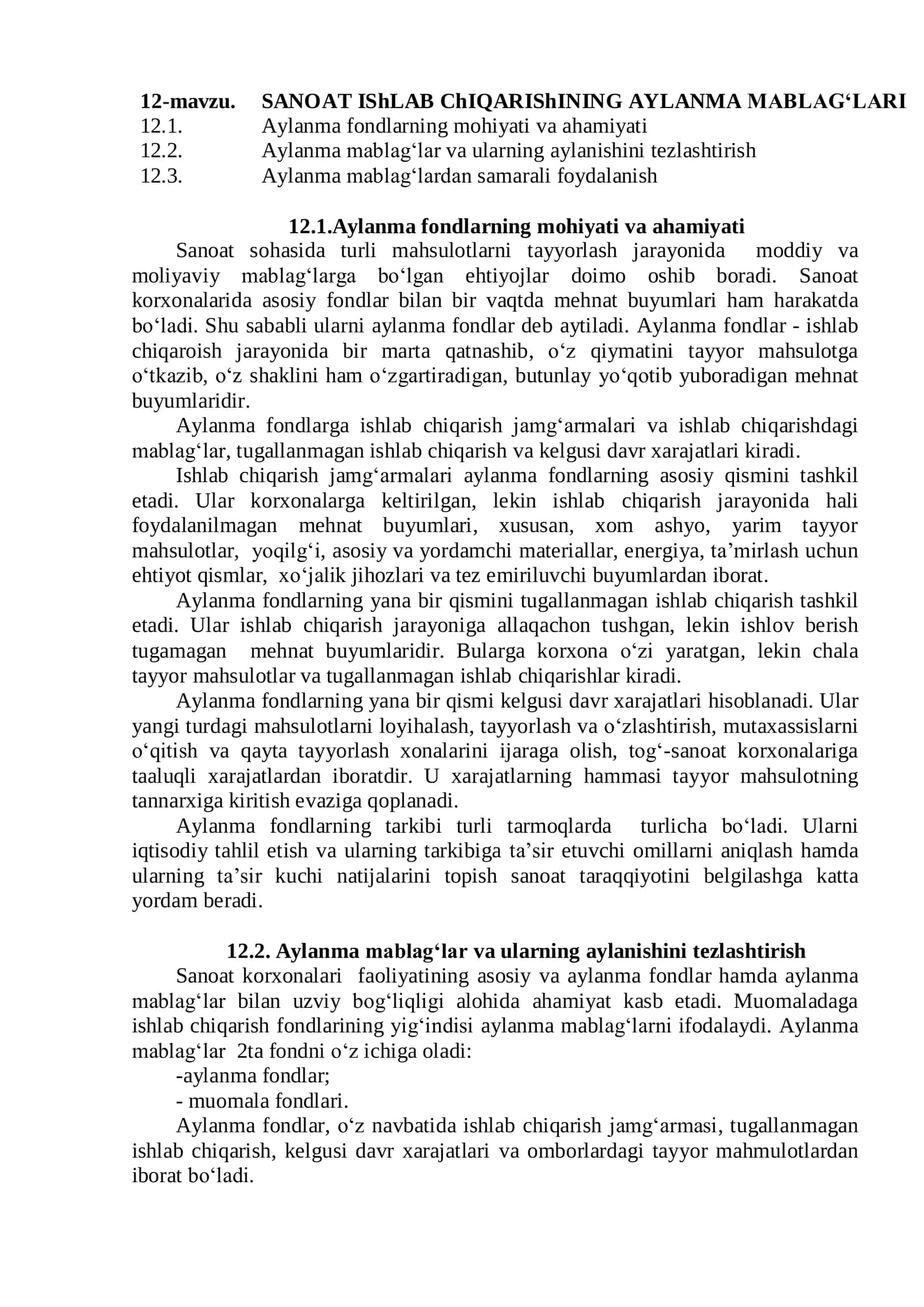 SANOAT IShLAB ChIQARIShINING AYLANMA MABLAG‘LARI 1