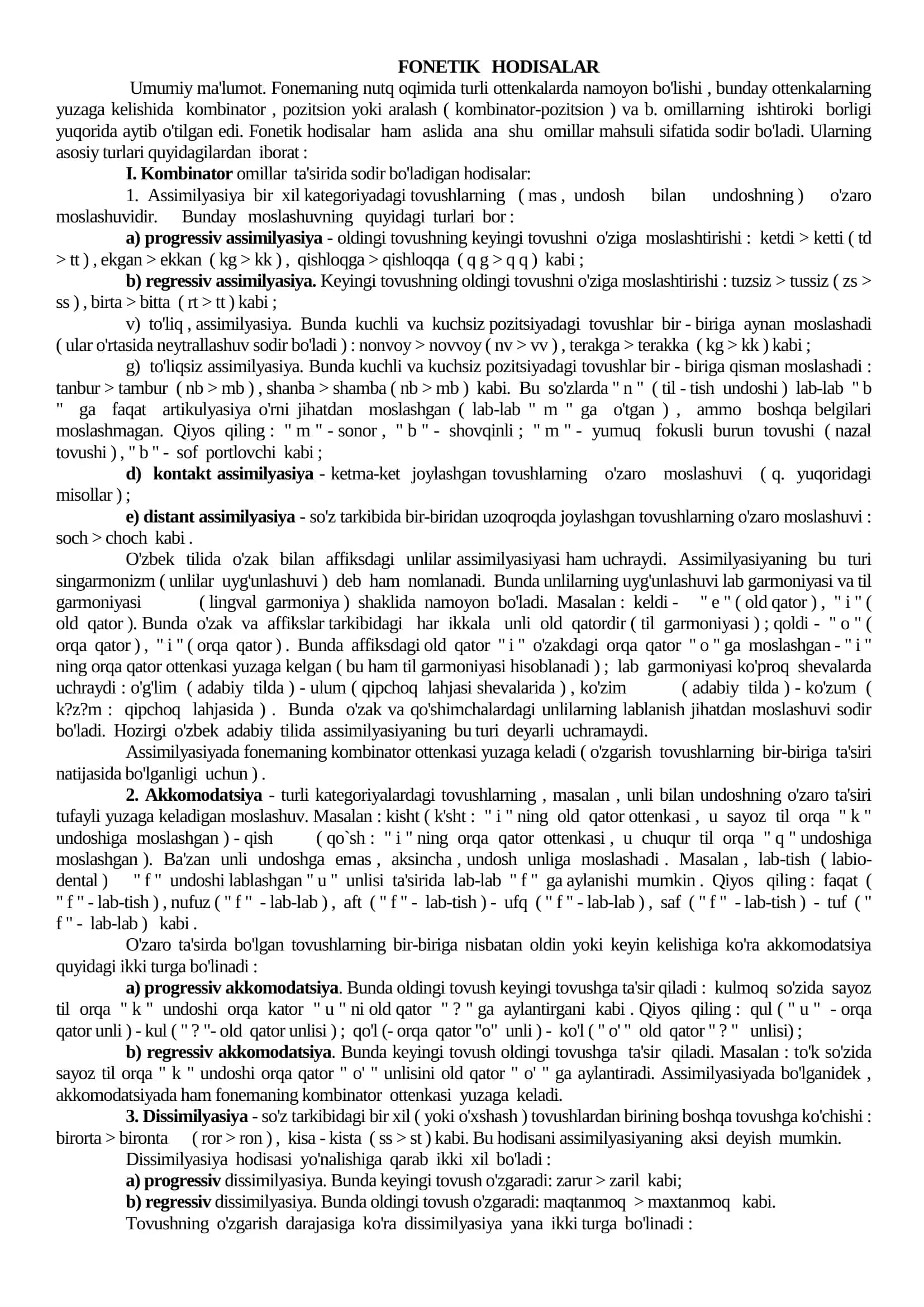 FONETIK HODISALAR 1