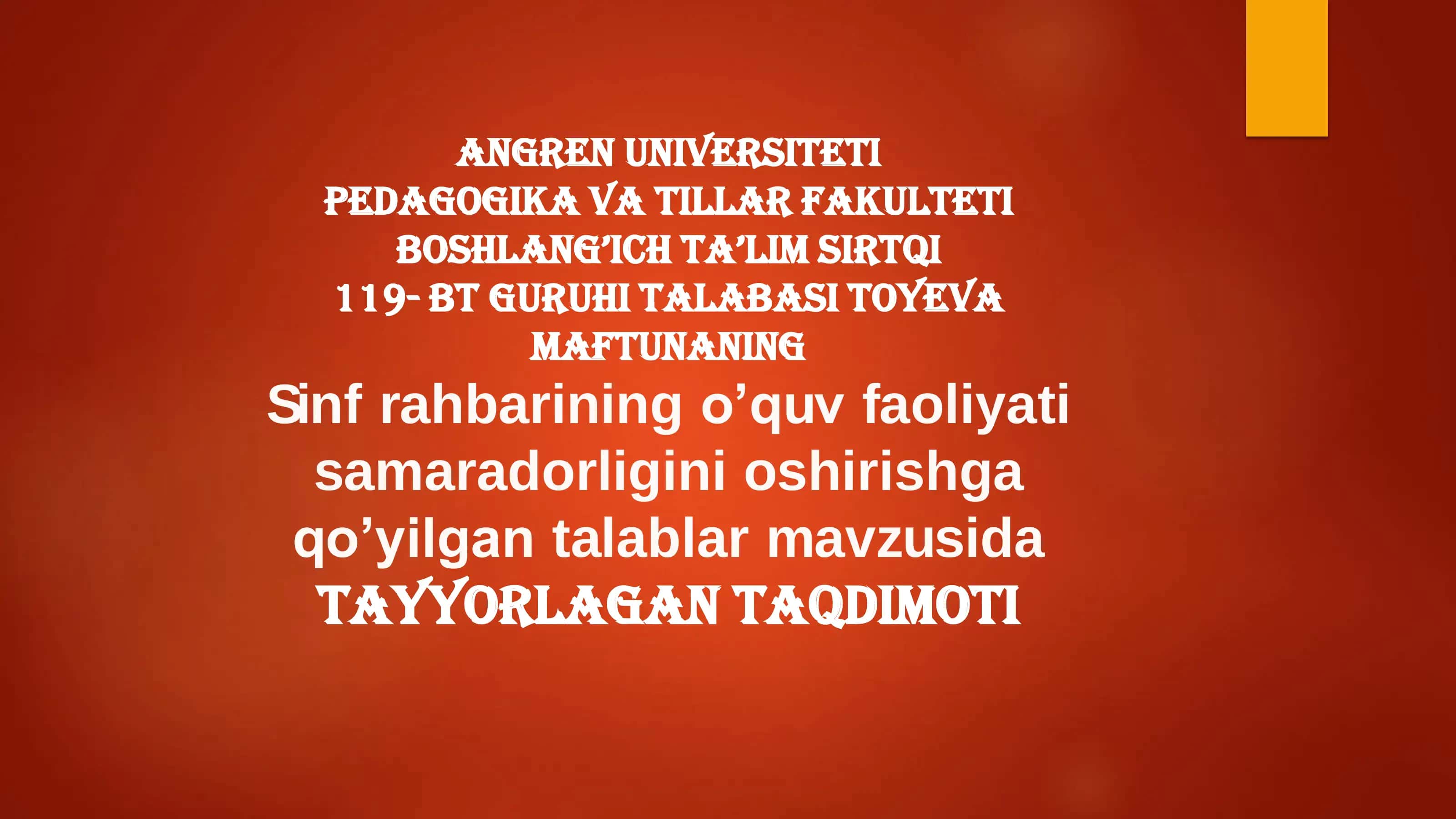 Angren universiteti BT 119-guruh talabasi Toyeva Maftuna 1