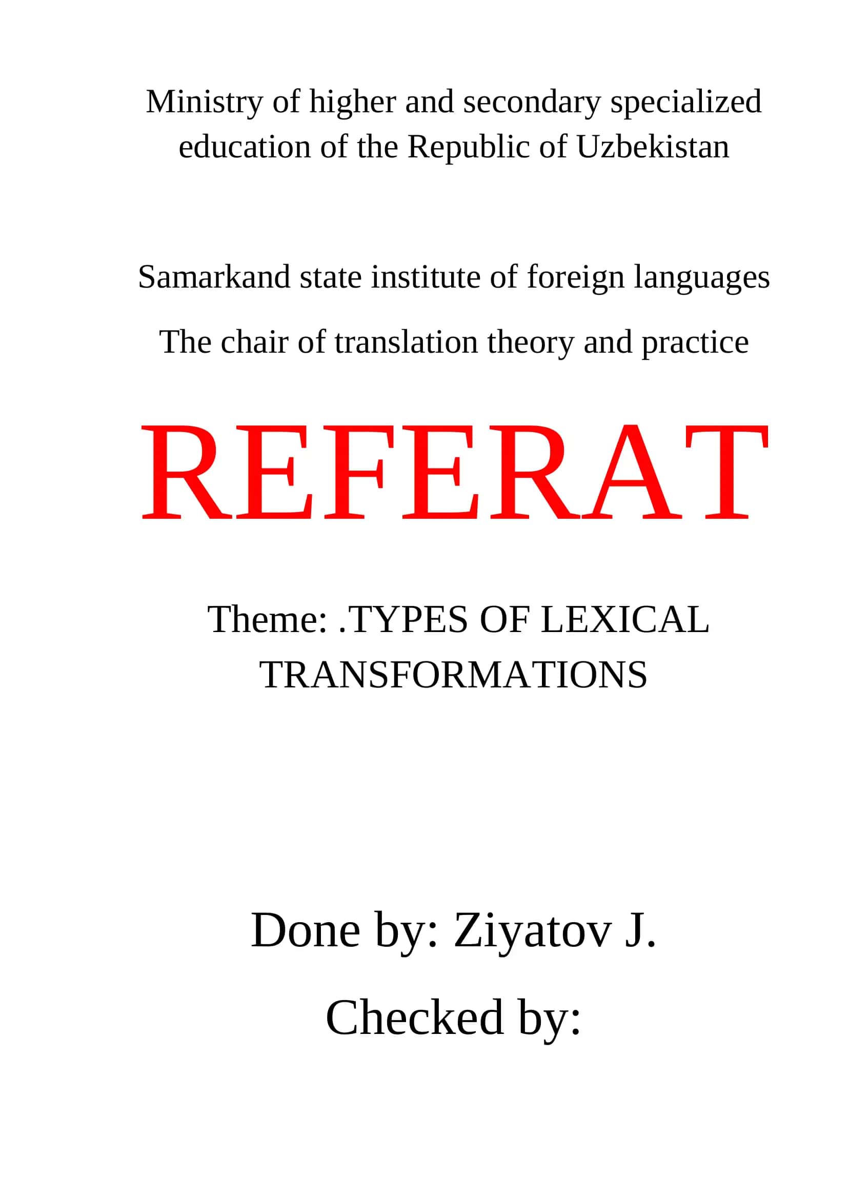 TYPES OF LEXICAL TRANSFORMATIONS 1