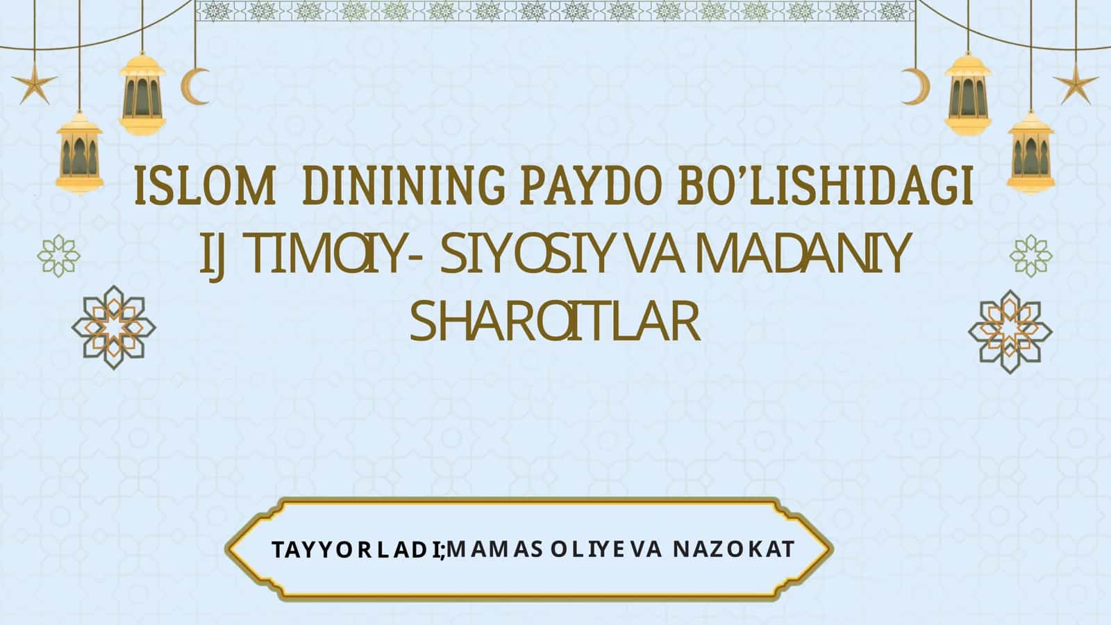 Islom oqimlari va yoʻnalishlari 1