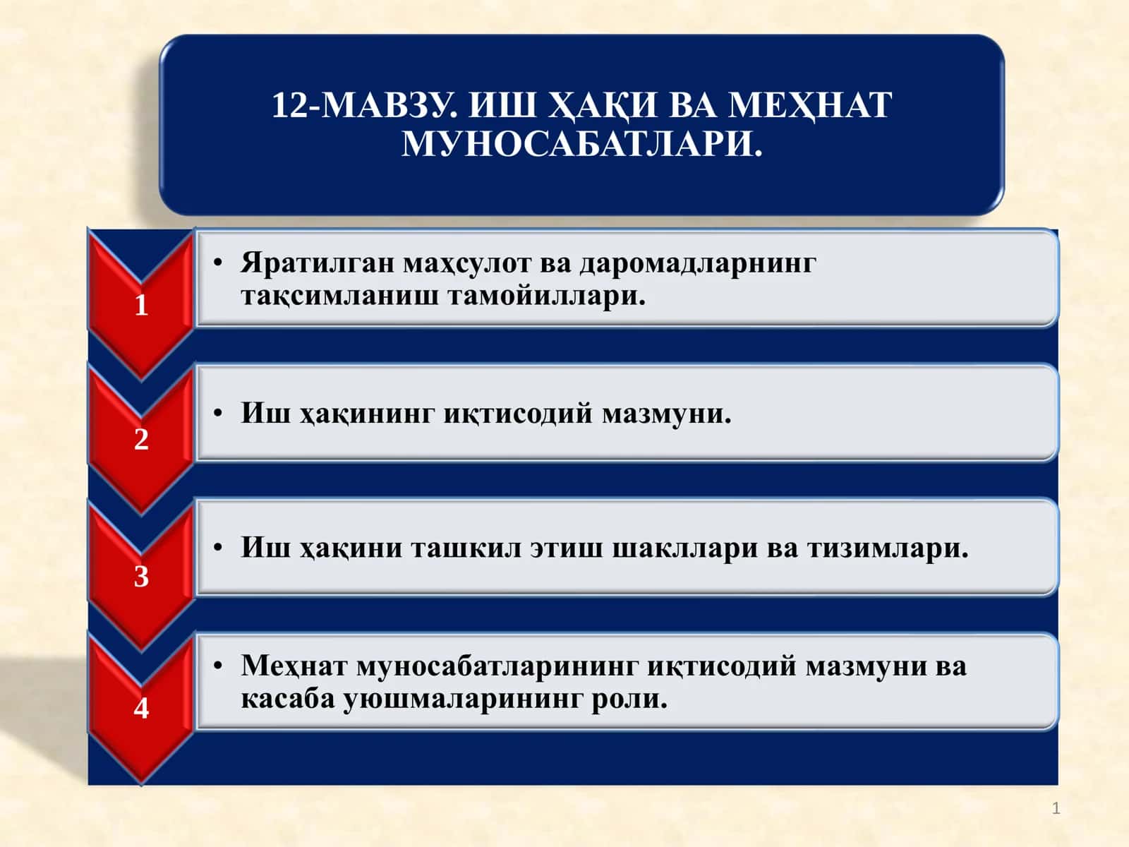 12-МАВЗУ. ИШ ҲАҚИ ВА МЕҲНАТ МУНОСАБАТЛАРИ 1