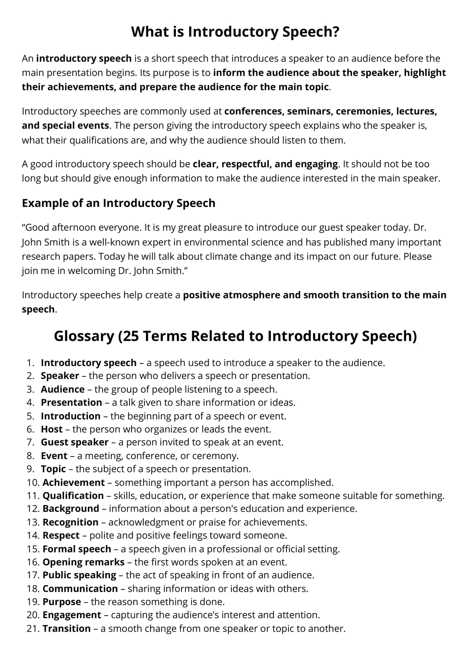 Introductory Speech 1