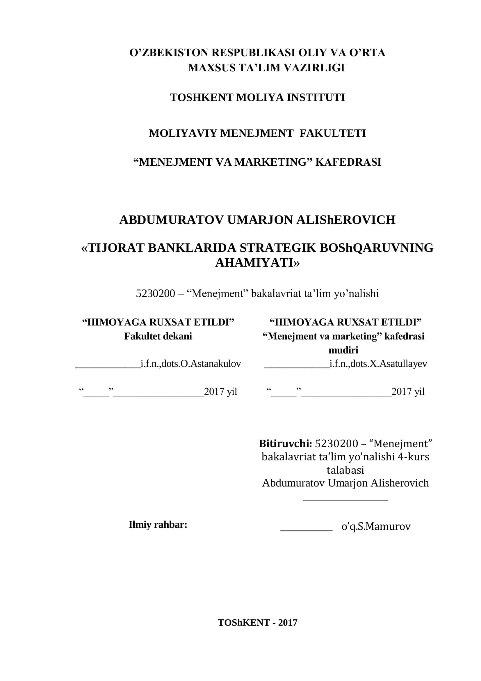 TIJORAT BANKLARIDA STRATEGIK BOShQARUVNING AHAMIYATI 1