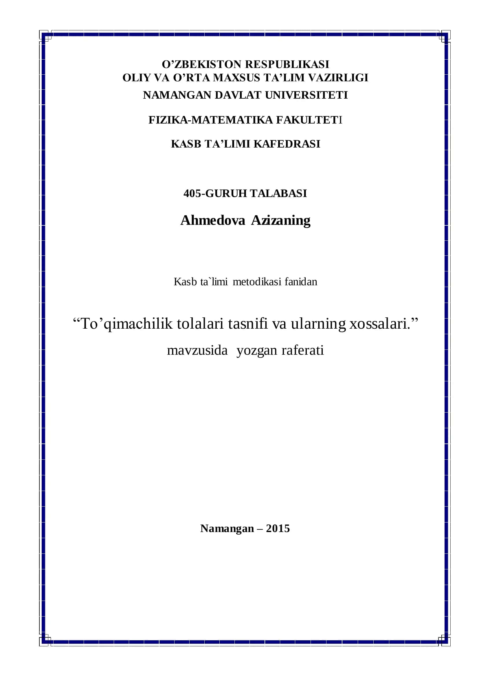 To'qimachilik tolalari tasnifi va ularning xossalari 1