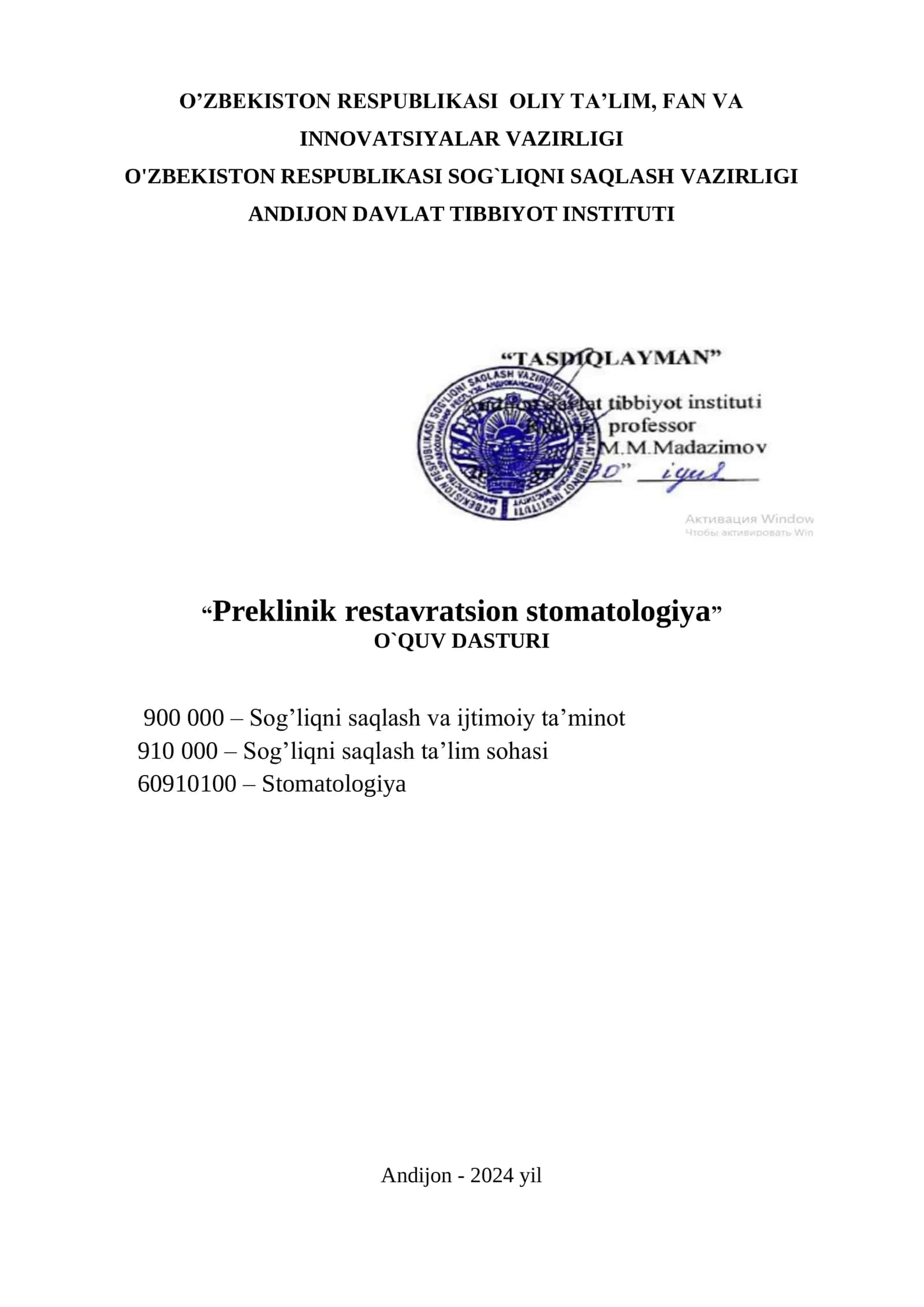 Preklinik restavratsion stomatologiya 1