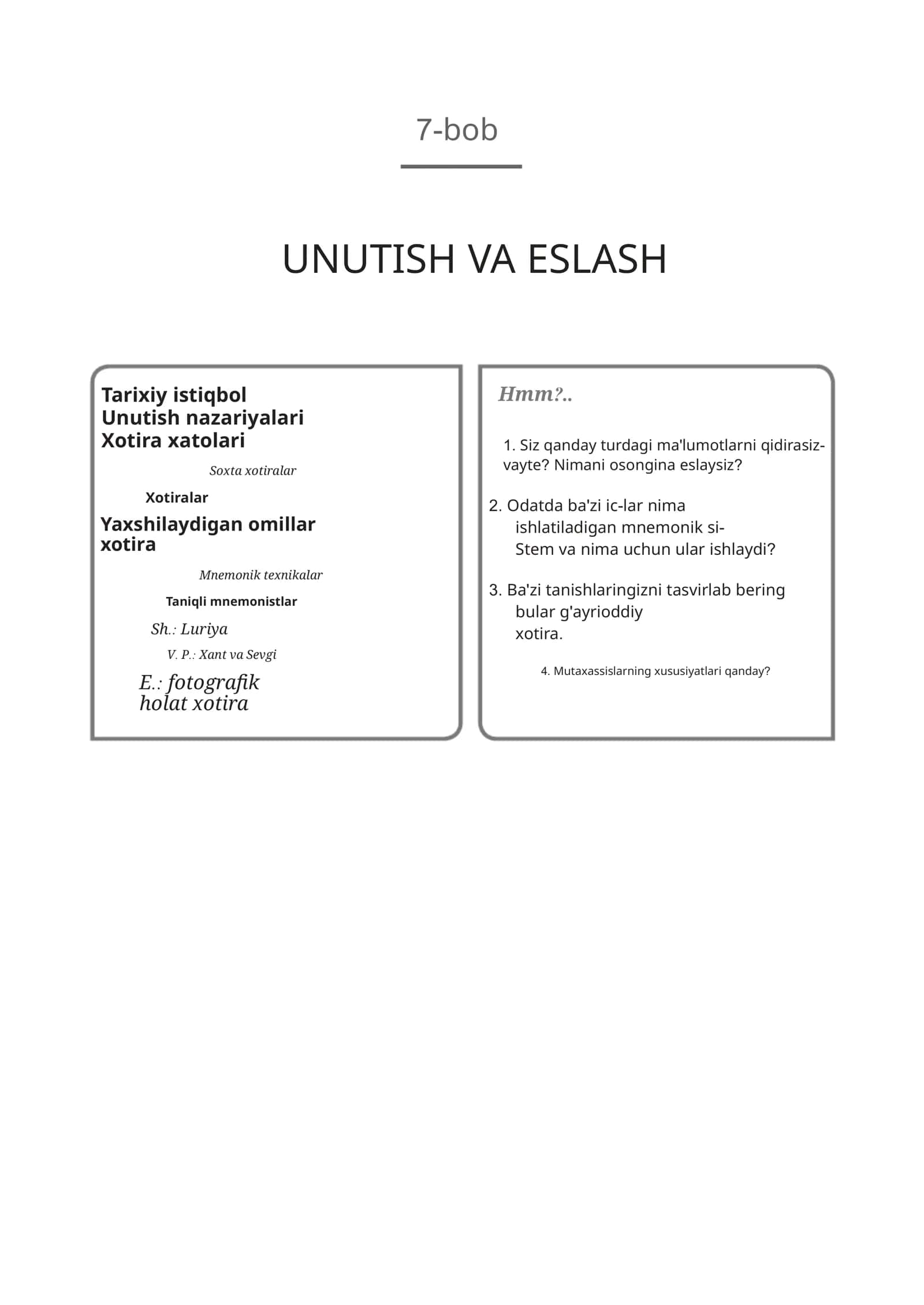 Unutish va eslash 1
