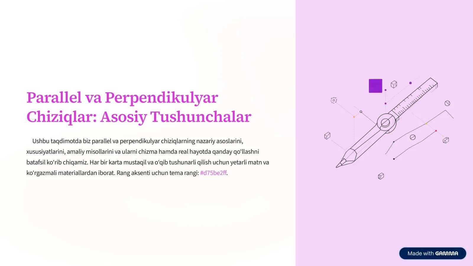 Parallel va Perpendikulyar Chiziqlar: Asosiy Tushunchalar 1