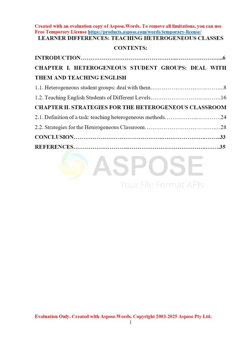 LEARNER DIFFERENCES: TEACHING HETEROGENEOUS CLASSES 1