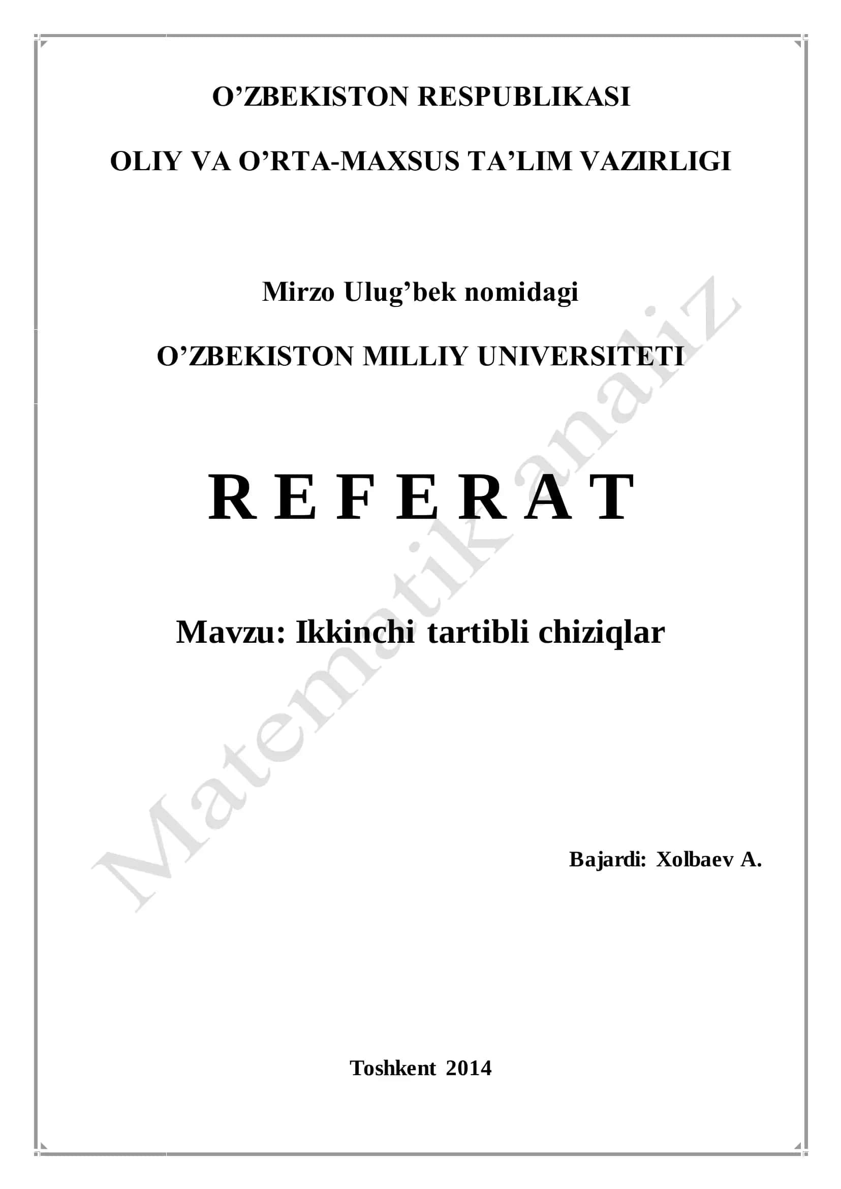 Ikkinchi tartibli chiziqlar 1