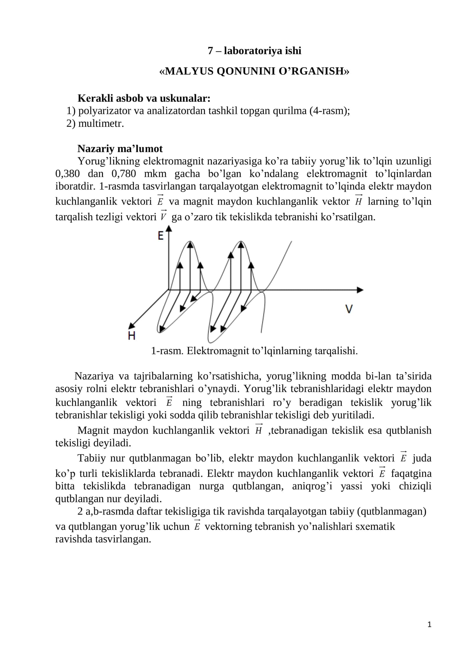 MALYUS QONUNINI O’RGANISH 1