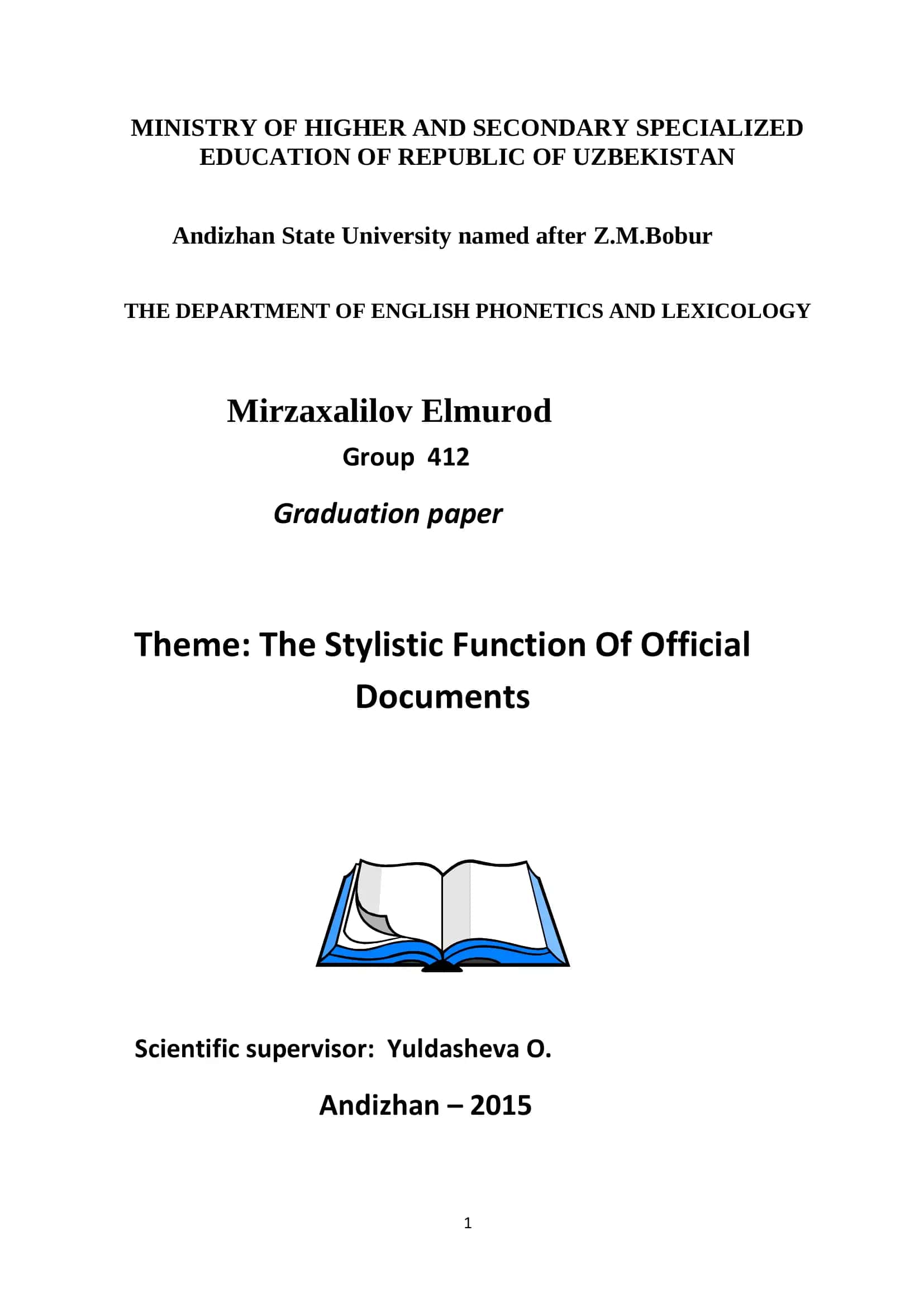 The Stylistic Function Of Official Documents 1