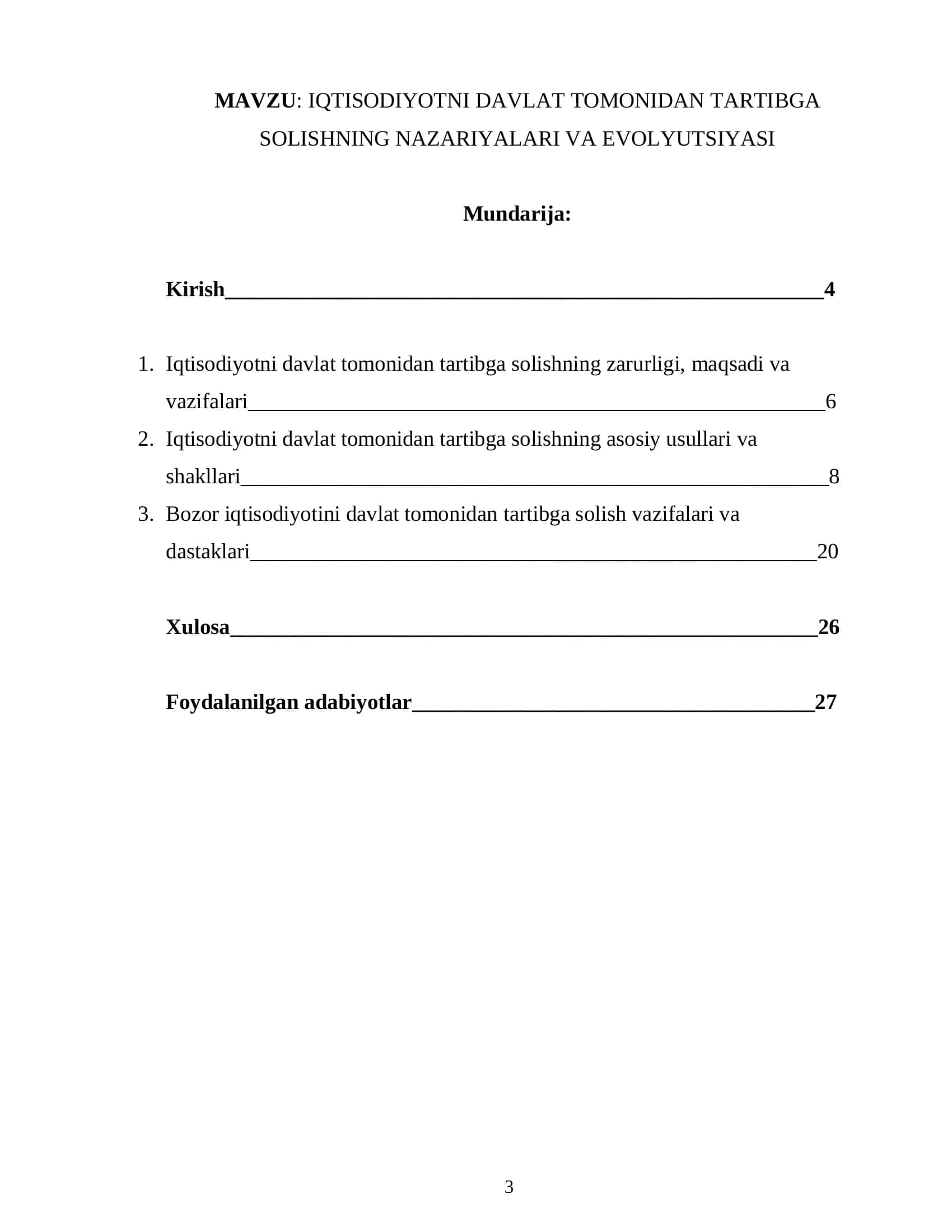 IQTISODIYOTNI DAVLAT TOMONIDAN TARTIBGA SOLISHNING NAZARIYALARI VA EVOLYUTSIYASI 1