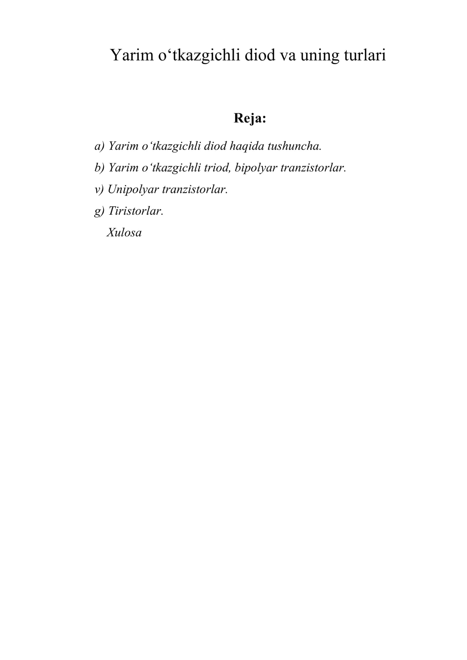 Yarim o‘tkazgichli diod va uning turlari 1