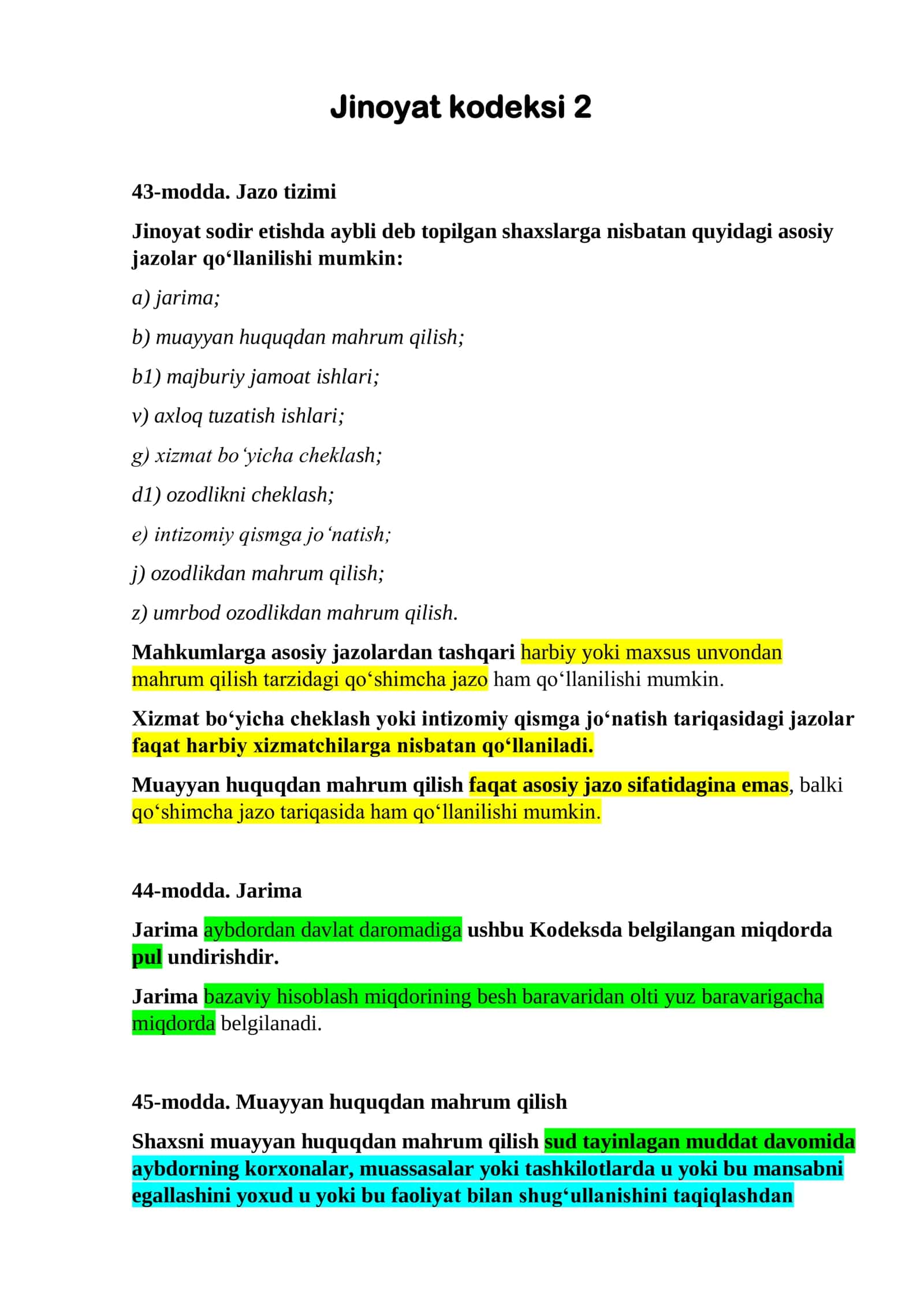 Jinoyat kodeksi 2 1