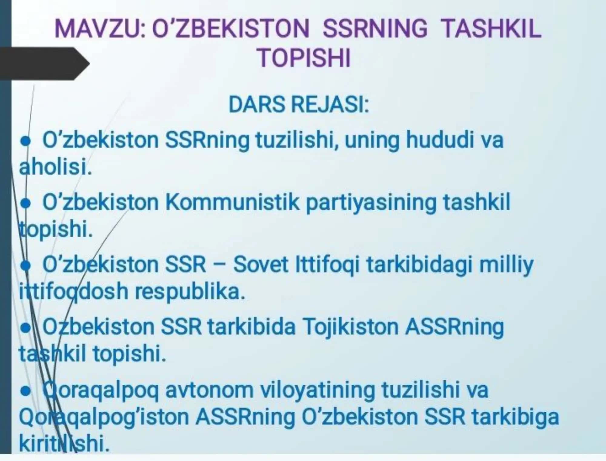 O’zbekiston SSRning tashkil topshi 1