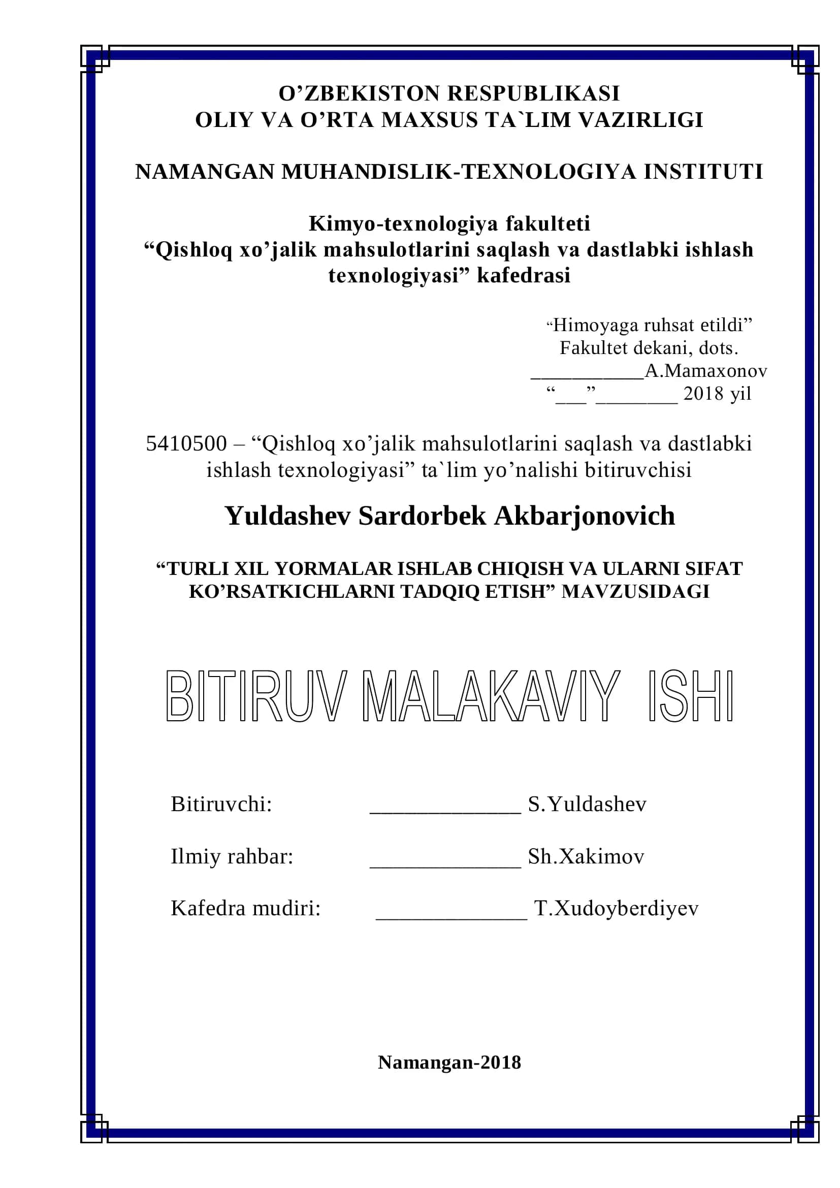 TURLI XIL YORMALAR ISHLAB CHIQISH VA ULARNI SIFAT KO’RSATKICHLARNI TADQIQ ETISH 1