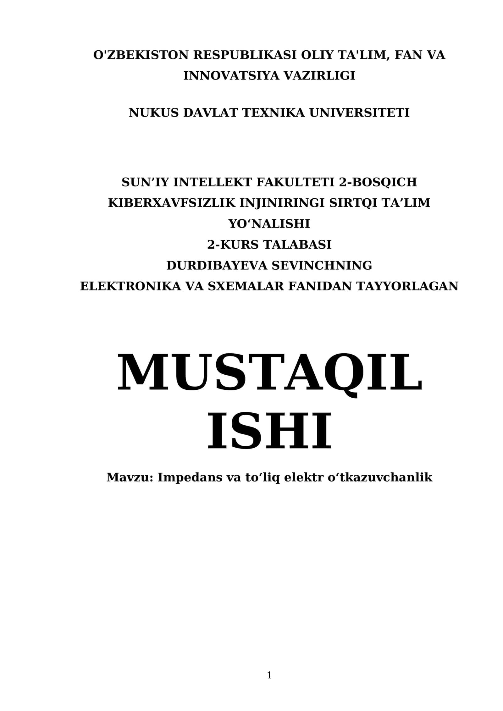 Impedans va to'liq elektr o‘tkazuvchanlik 1