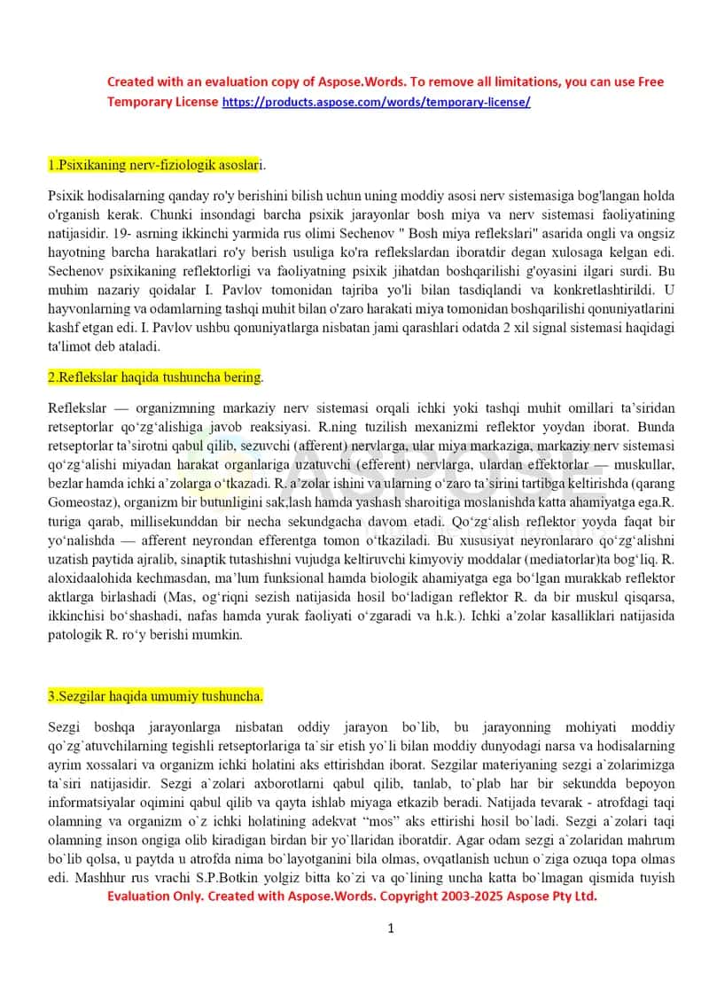 Psixikaning nerv-fiziologik asoslari glossariy-atamalar 1