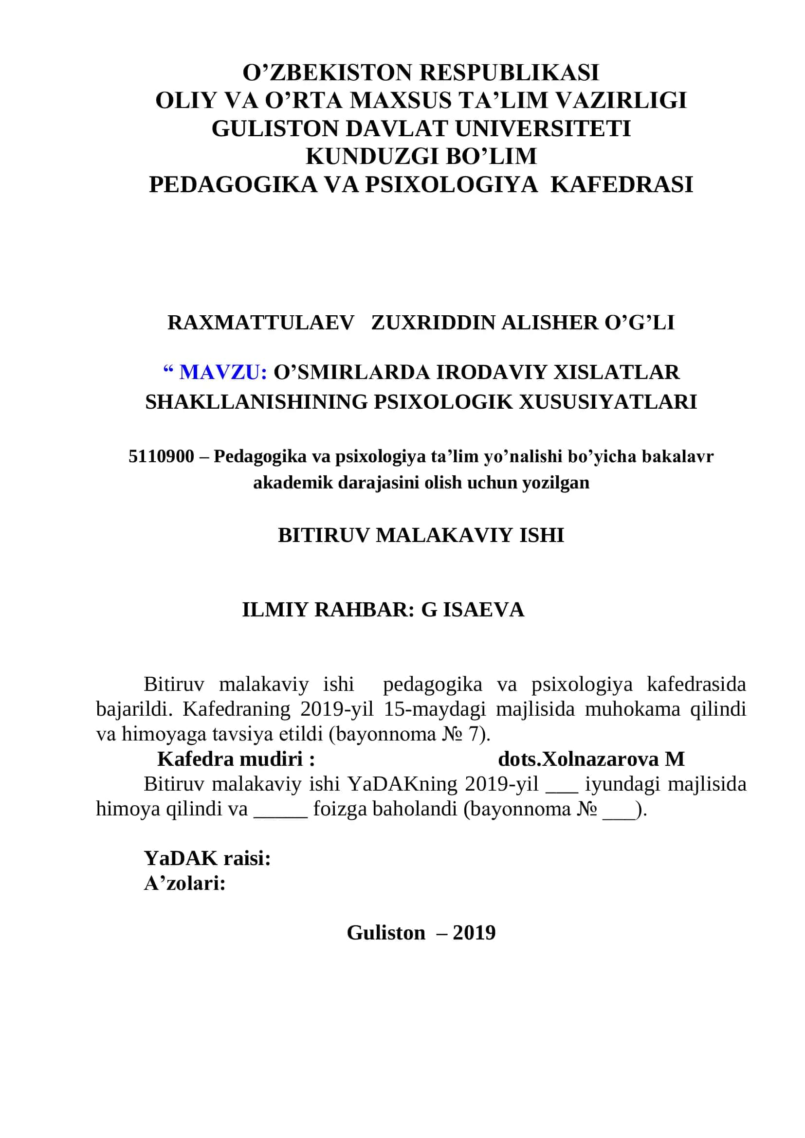 O’SMIRLARDA IRODAVIY XISLATLAR SHAKLLANISHINING PSIXOLOGIK XUSUSIYATLARI 1