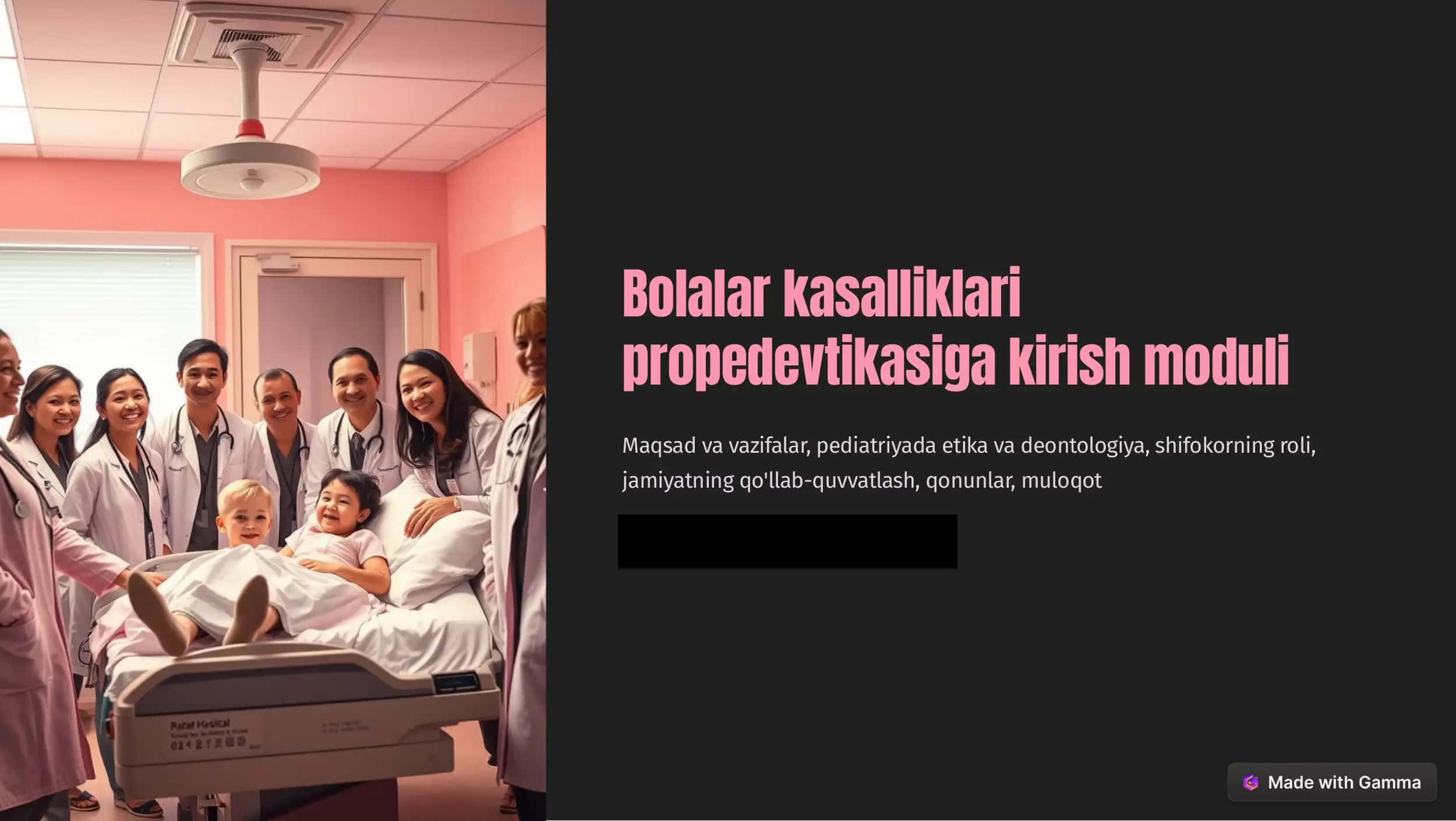 Bolalar kasalliklari propedevtikasiga kirish moduli 1