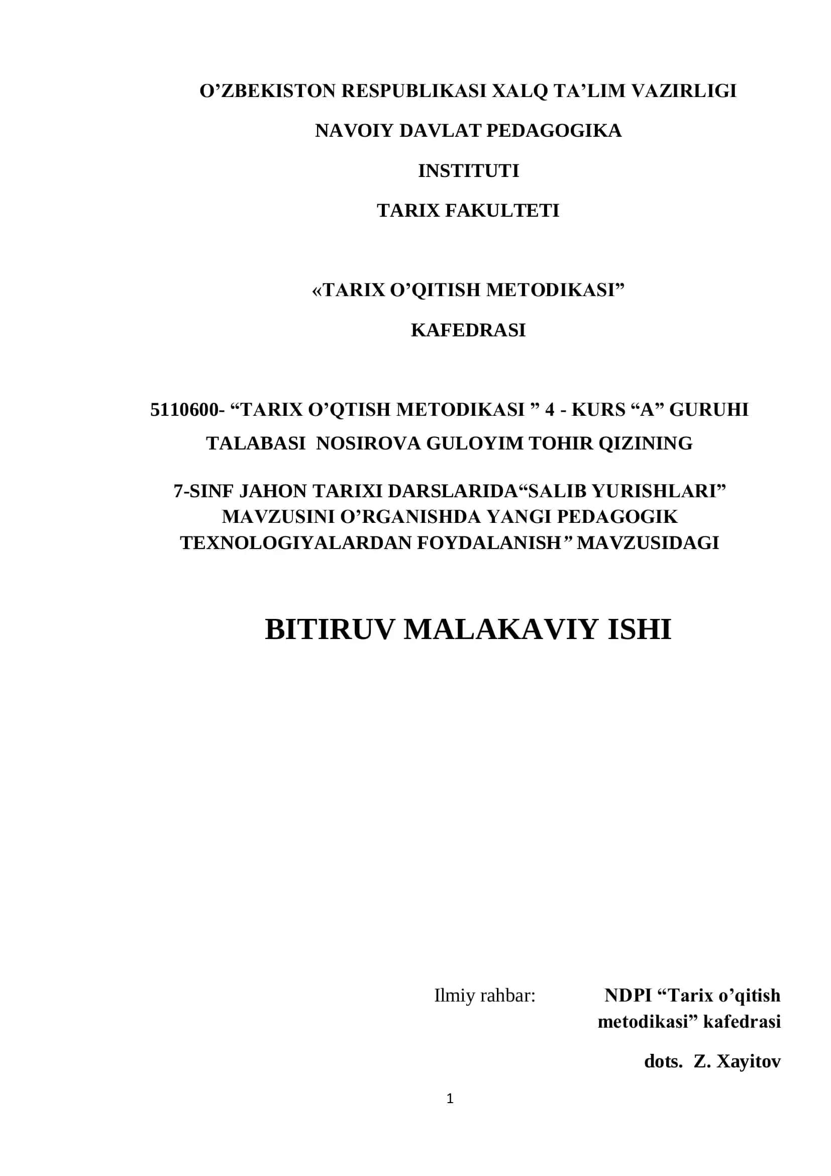 MAVZUSINI O’RGANISHDA YANGI PEDAGOGIK TEXNOLOGIYALARDAN FOYDALANISH 1