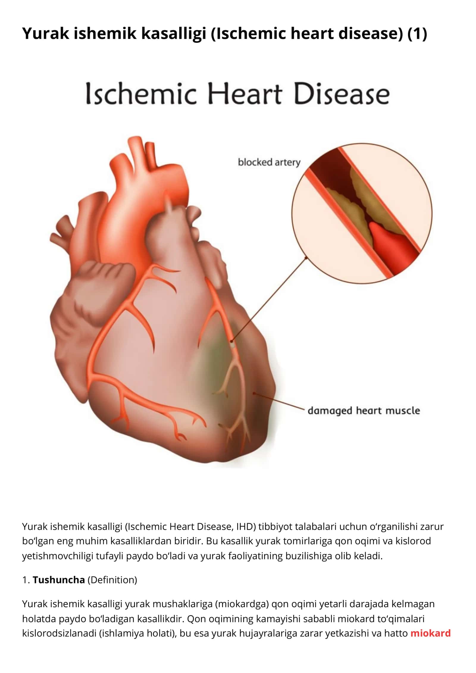 Yurak ishemik kasalligi (Ischemic heart disease) 1
