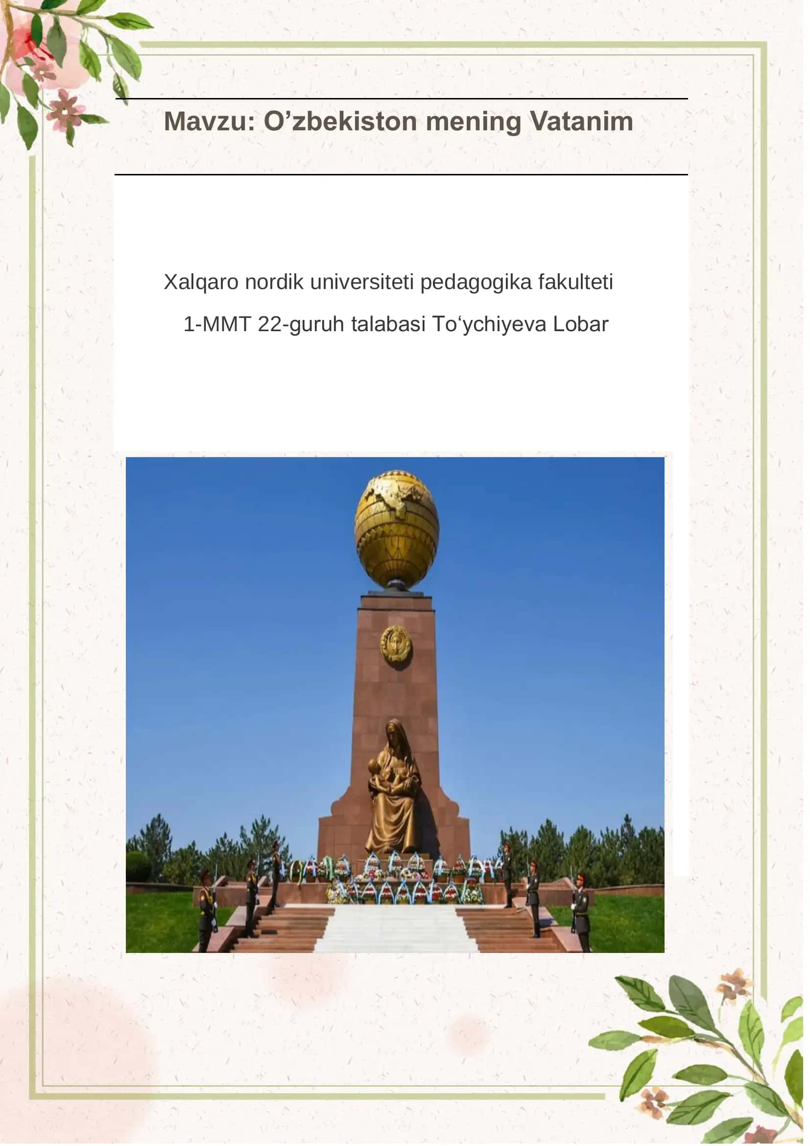 O’zbekiston mening Vatanim 1