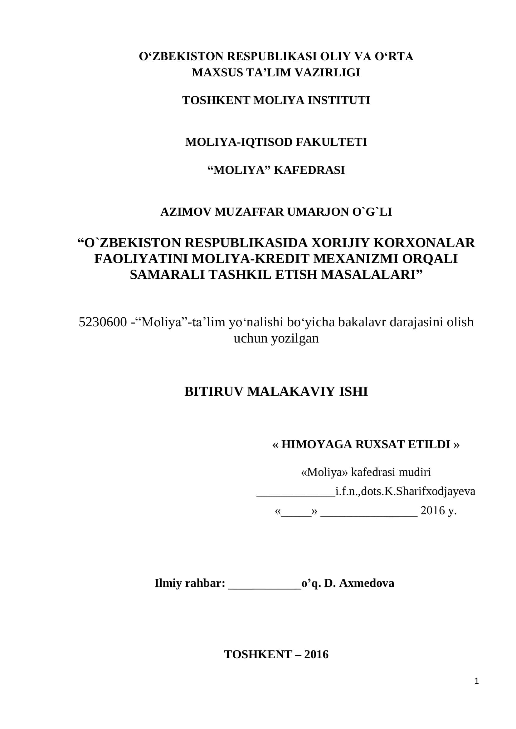 O‘ZBEKISTONDA XORIJIY KORXONALAR FAOLIYATI 1