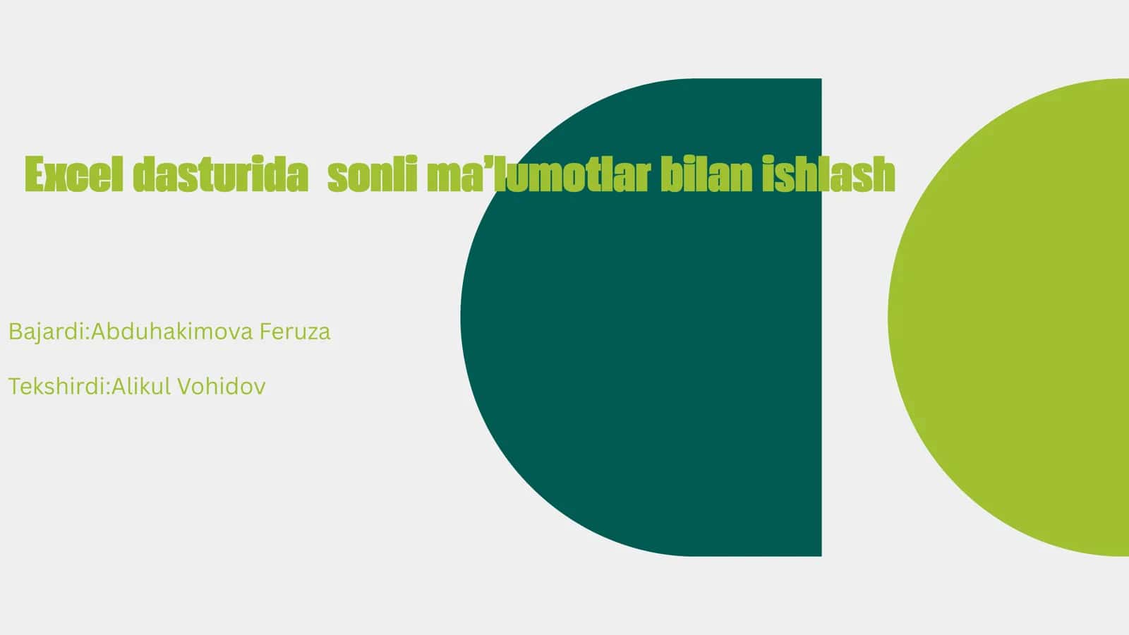 Excel dasturida sonli malumotlar bilan ishlash 1