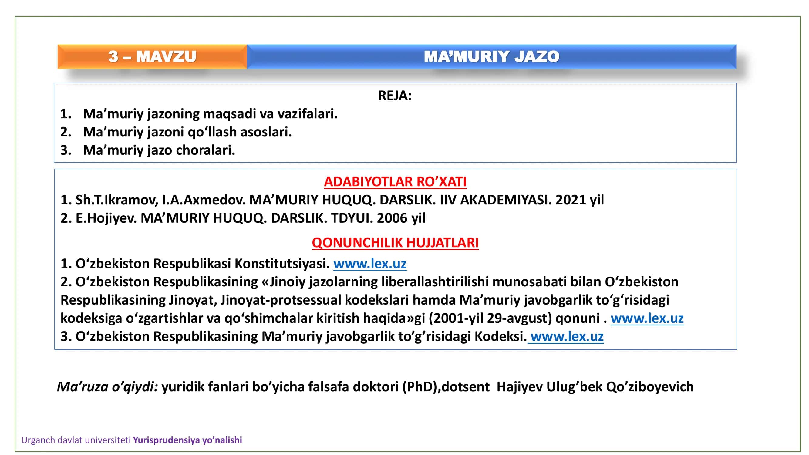 MA’MURIY JAZO 1