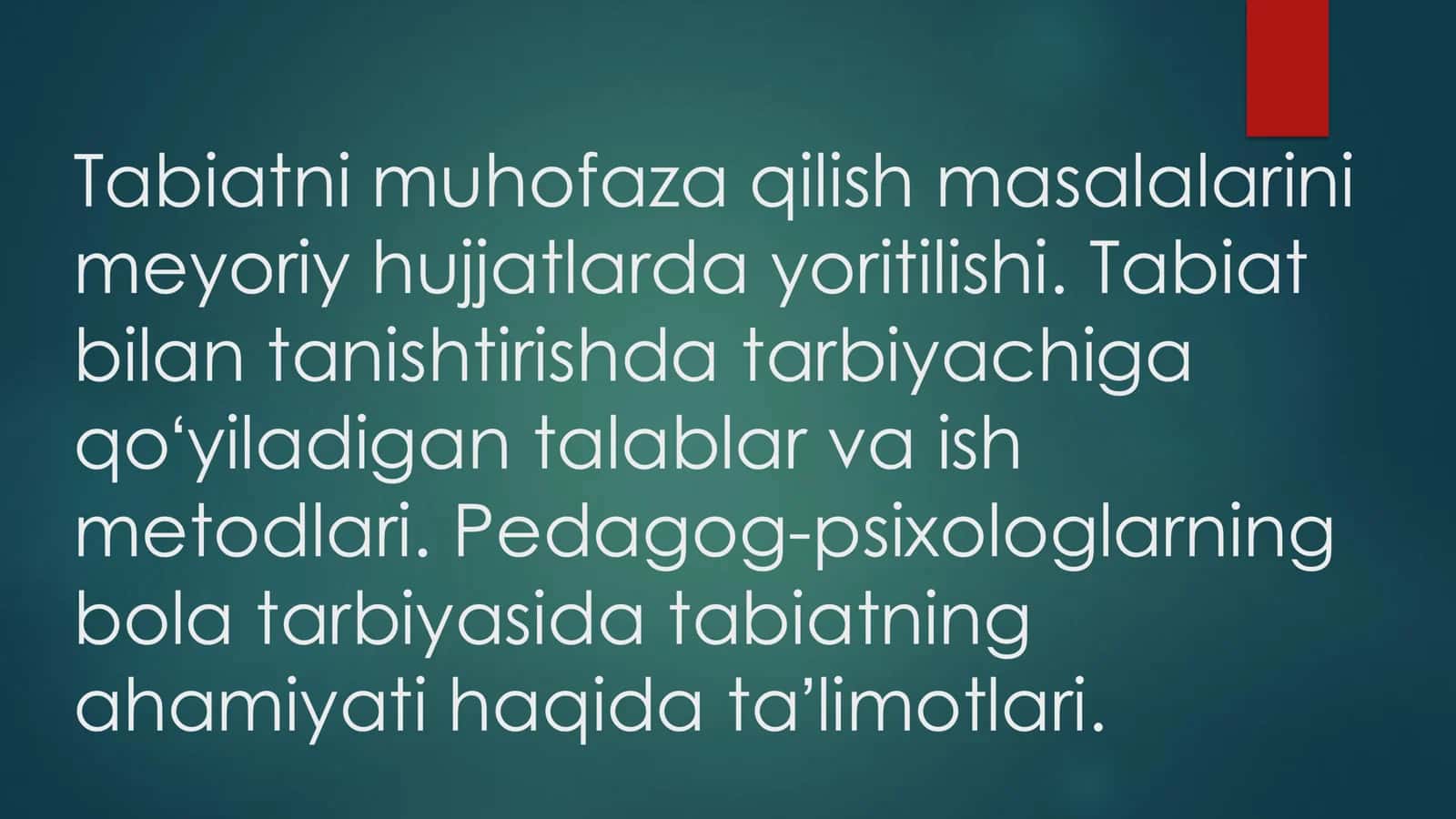 Tabiatni muhofaza qilish masalalarini 1