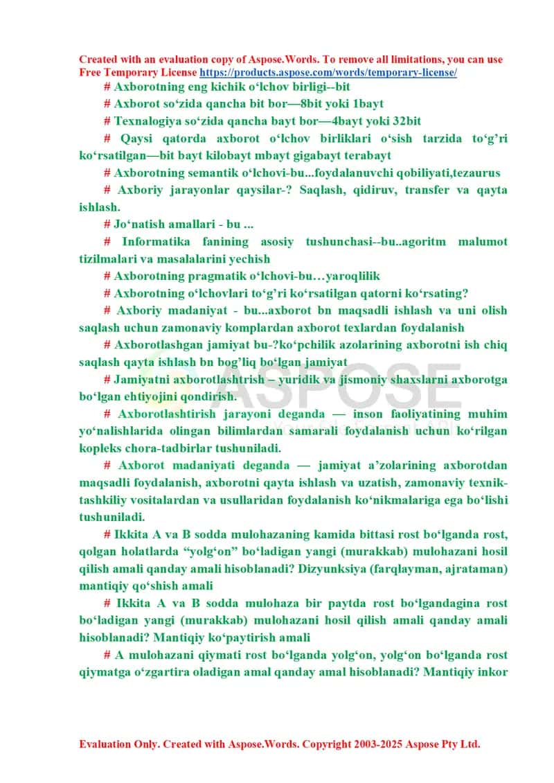 Axborot nazariyasi va kompyuter fanlari asoslari taqdimoti 1