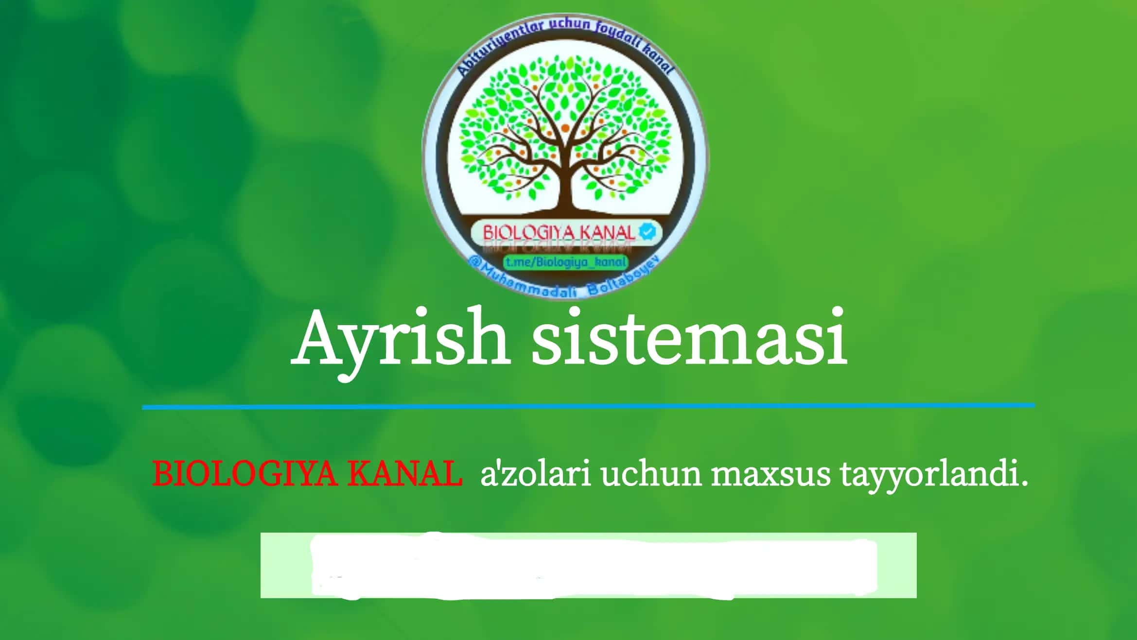 Odamlarning ayirish sistemasi 1