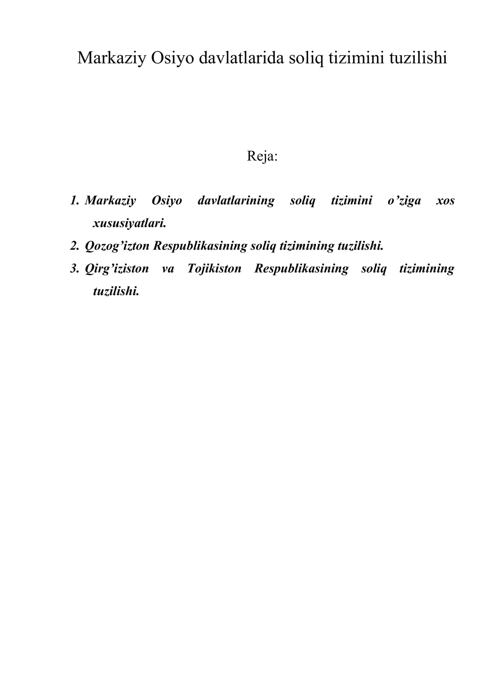 Markaziy Osiyo davlatlarida soliq tizimini tuzilishi 1