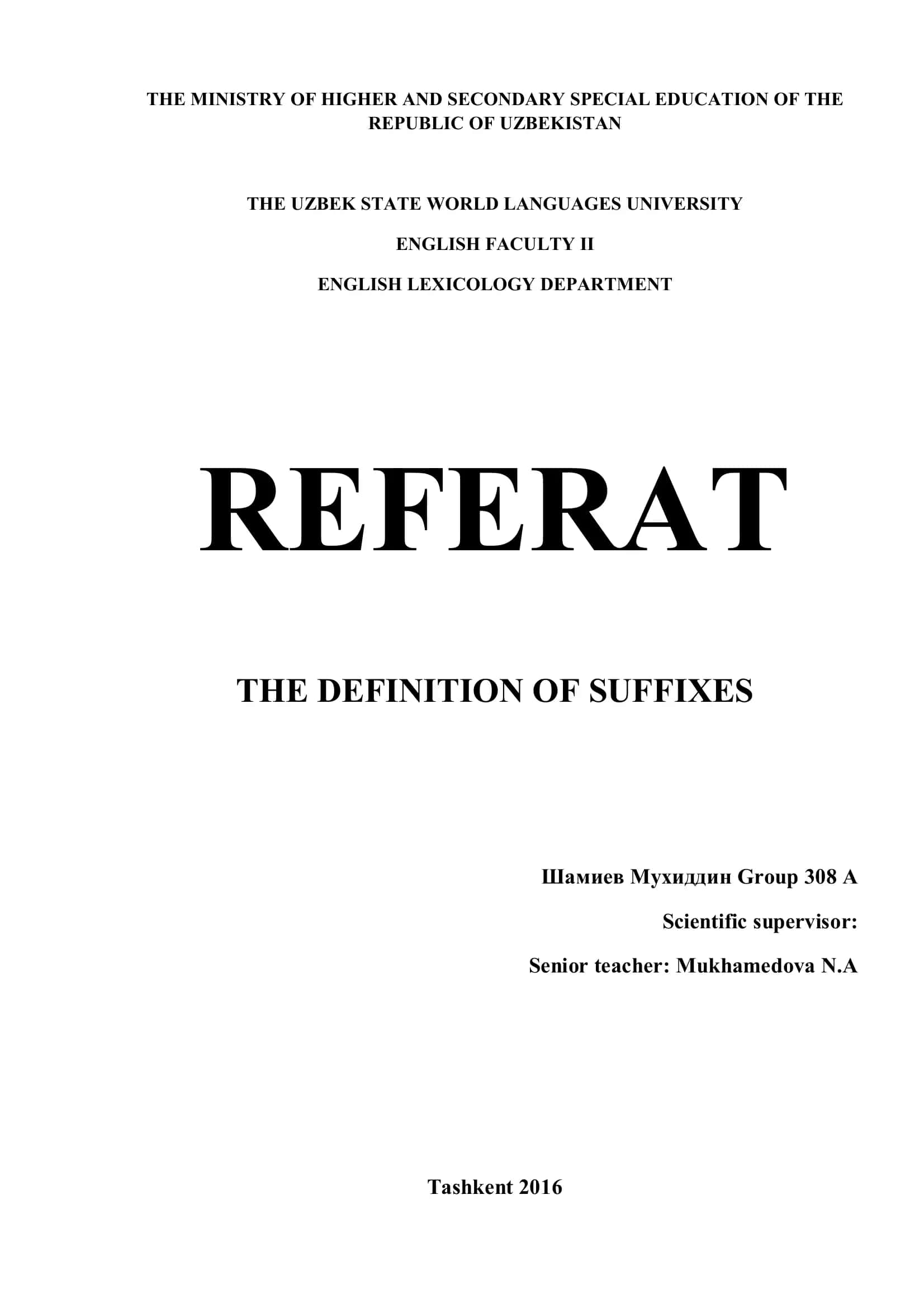 DEFINITION OF SUFFIXES 1