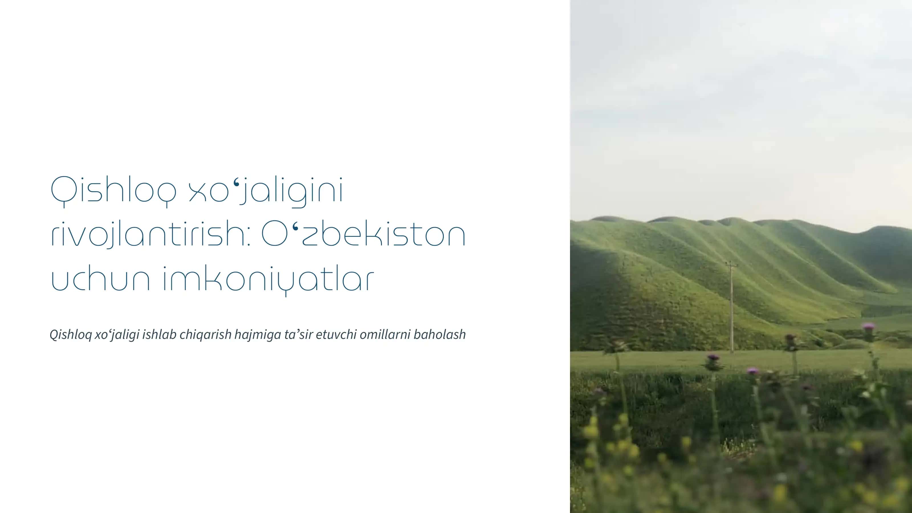 Qishloq xoʻjaligini rivojlantirish: Oʻzbekiston uchun imkoniyatlar 1