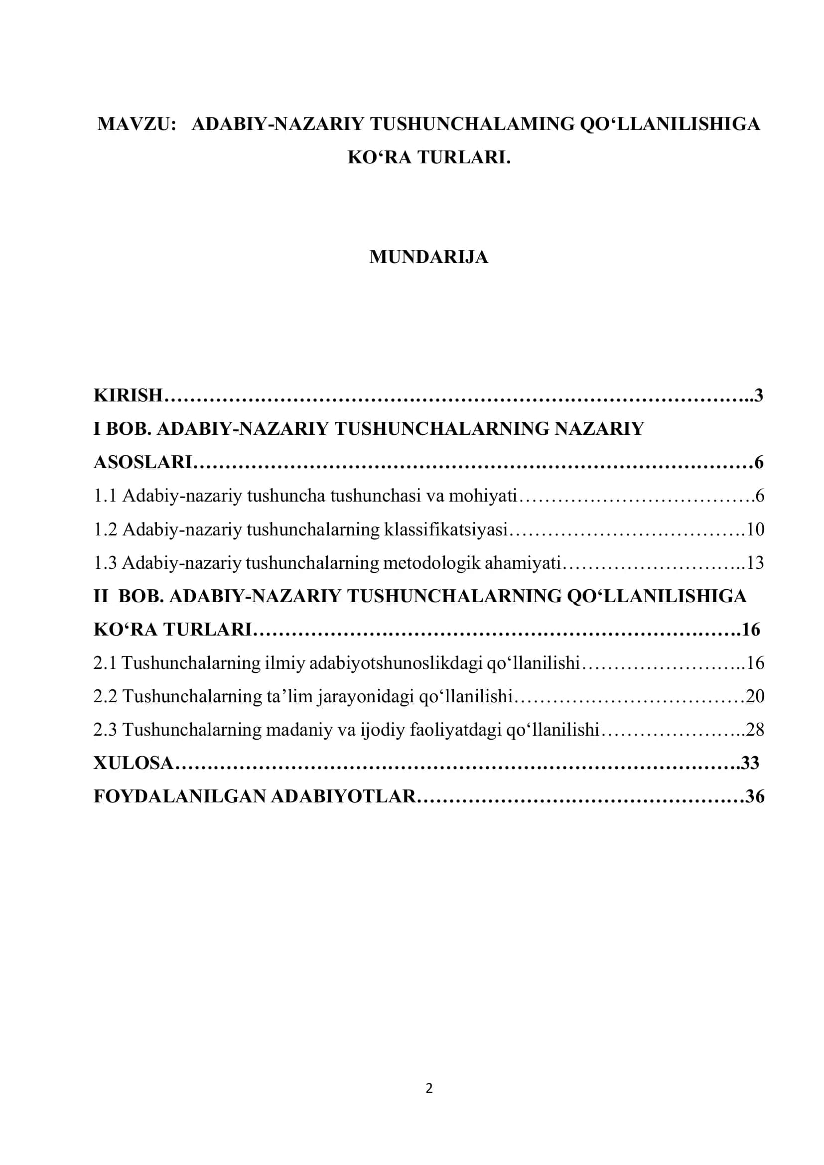 ADABIY-NAZARIY TUSHUNCHALAMING QO‘LLANILISHIGA KO‘RA TURLARI 1