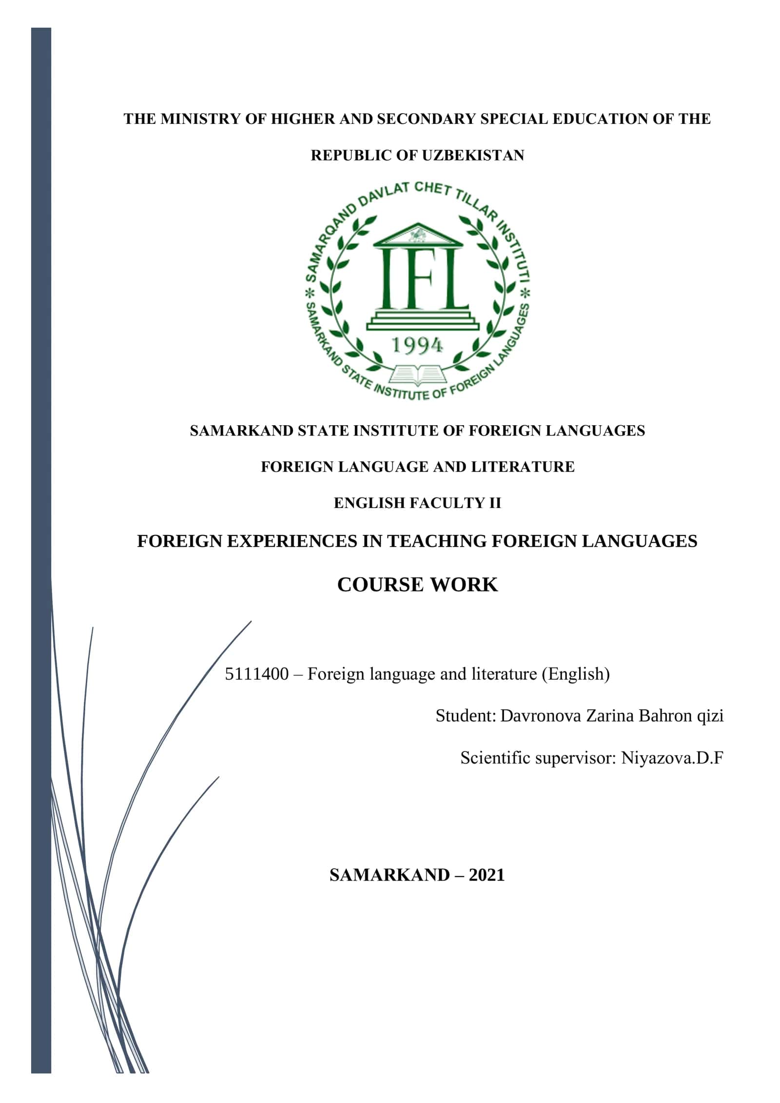 FOREIGN EXPERIENCES IN TEACHING FOREIGN LANGUAGES 1