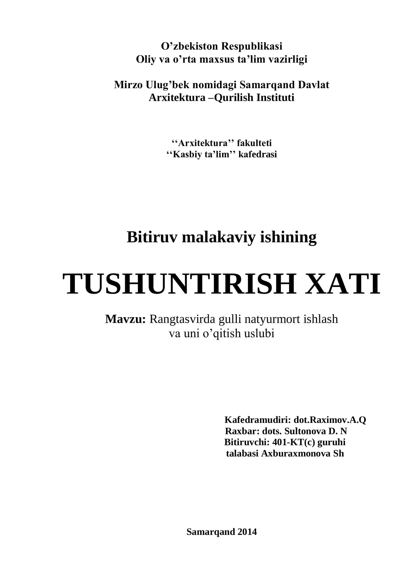Rangtasvirda gulli natyurmort ishlash va uni o’qitish uslubi 1