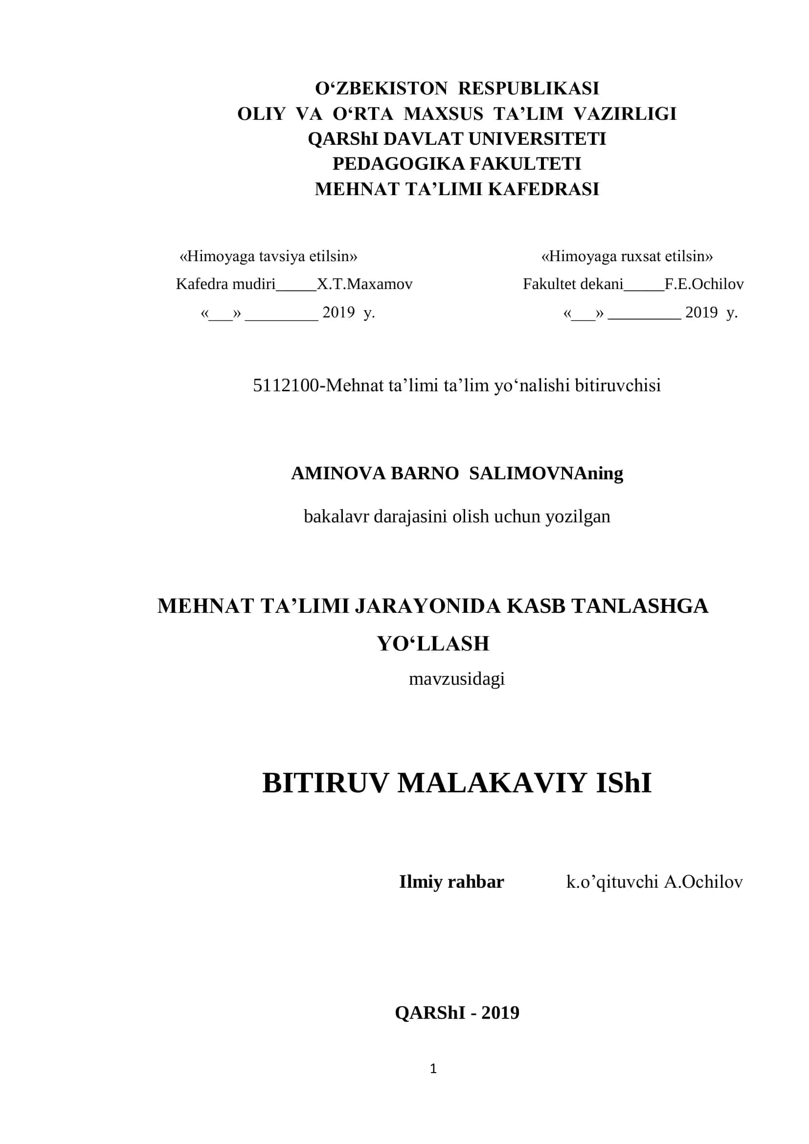 MEHNAT TA’LIMI JARAYONIDA KASB TANLASHGA YО‘LLASH 1