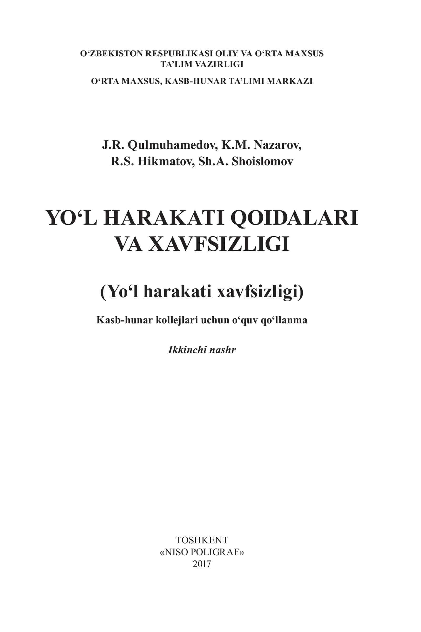 YO‘L HARAKATI QOIDALARI VA XAVFSIZLIGI 1