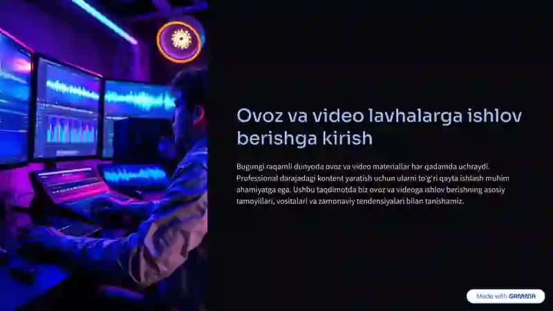 Ovoz va video lavhalarga ishlov berish