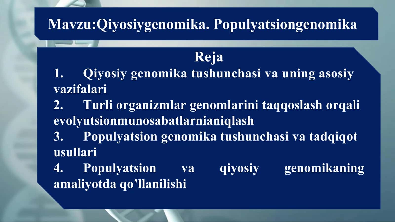 Qiyosiygenomika. Populyatsiongenomika 1