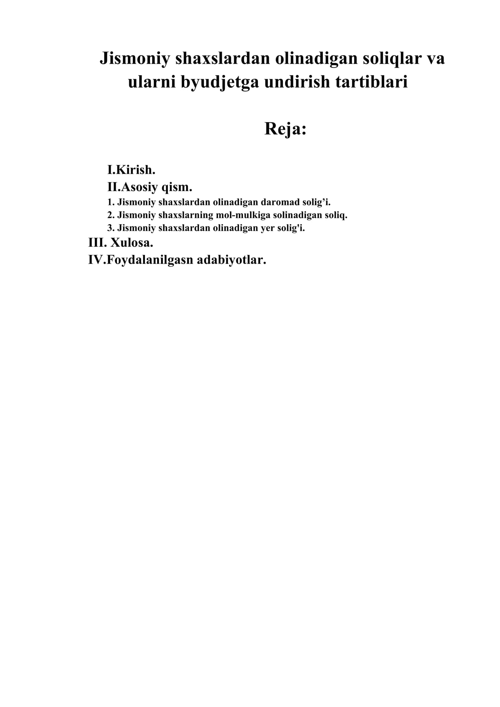 Jismoniy shaxslardan olinadigan soliqlar va ularni byudjetga undirish tartiblari 1